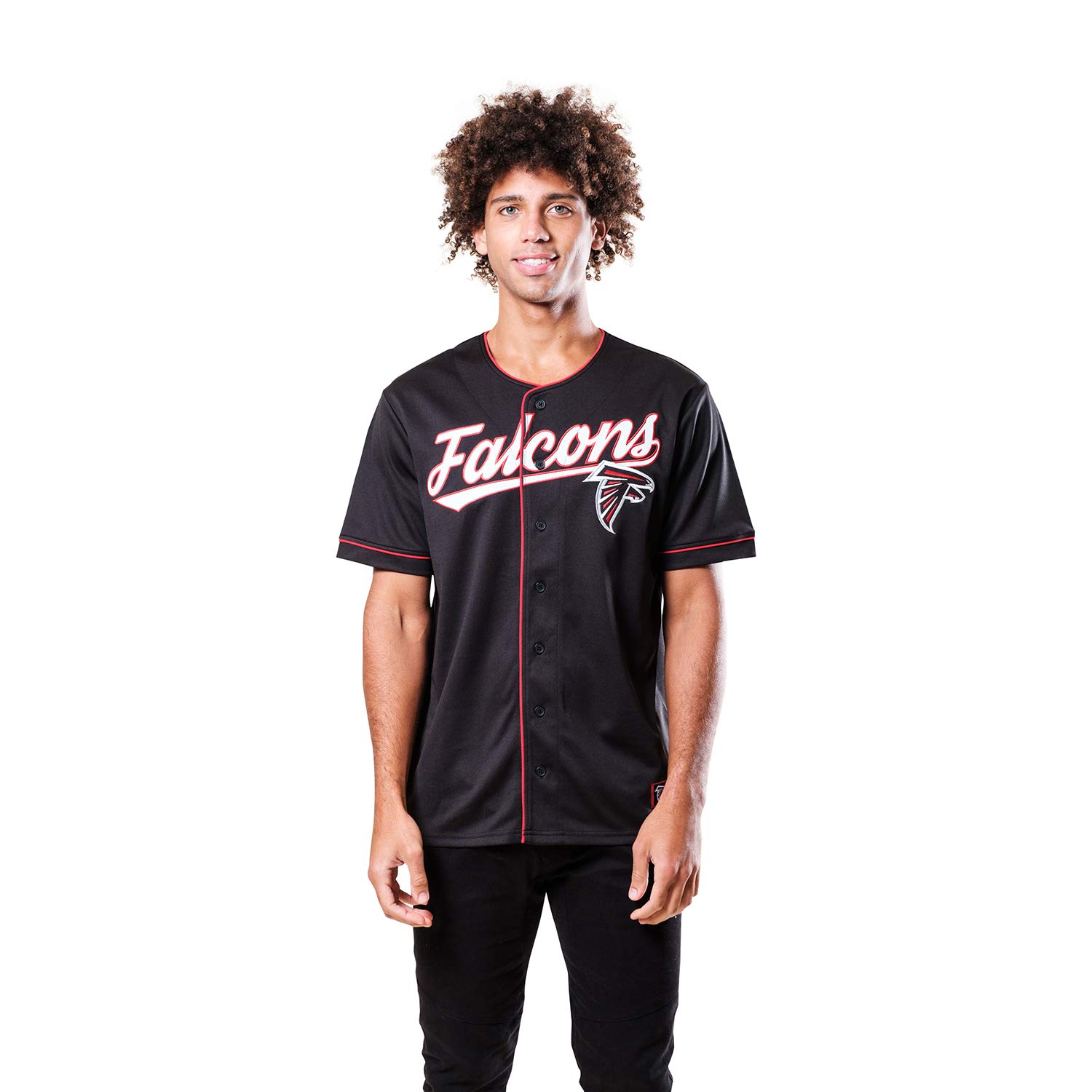 Ultra Game NFL Men's Button Down Baseball Mesh Jersey Shirt - Official Licensed Football Jersey for Game Day, Tailgating & Sports Events