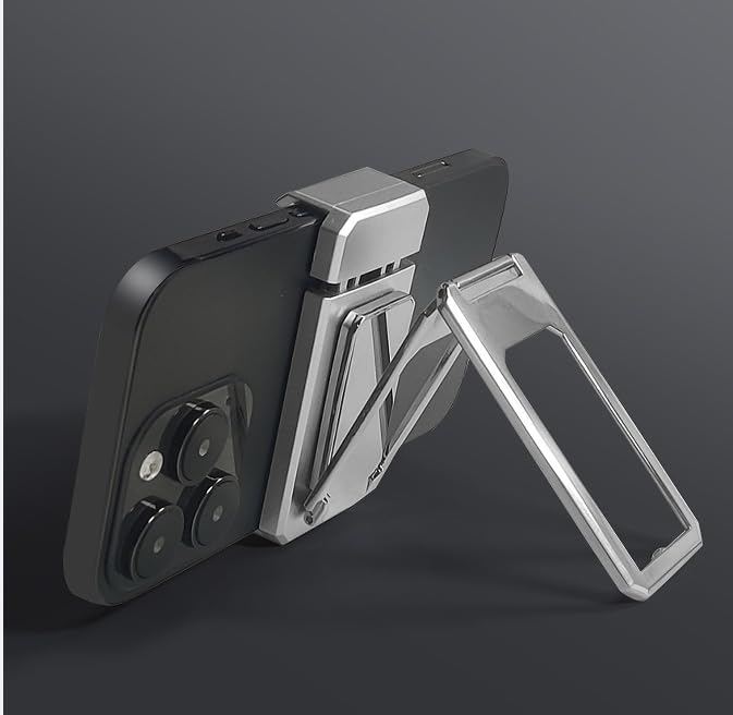 360° Rotating Phone Stand Holder for iPhone 16/15/14/13/12 - Silver | Perfect for Desk & Travel Use