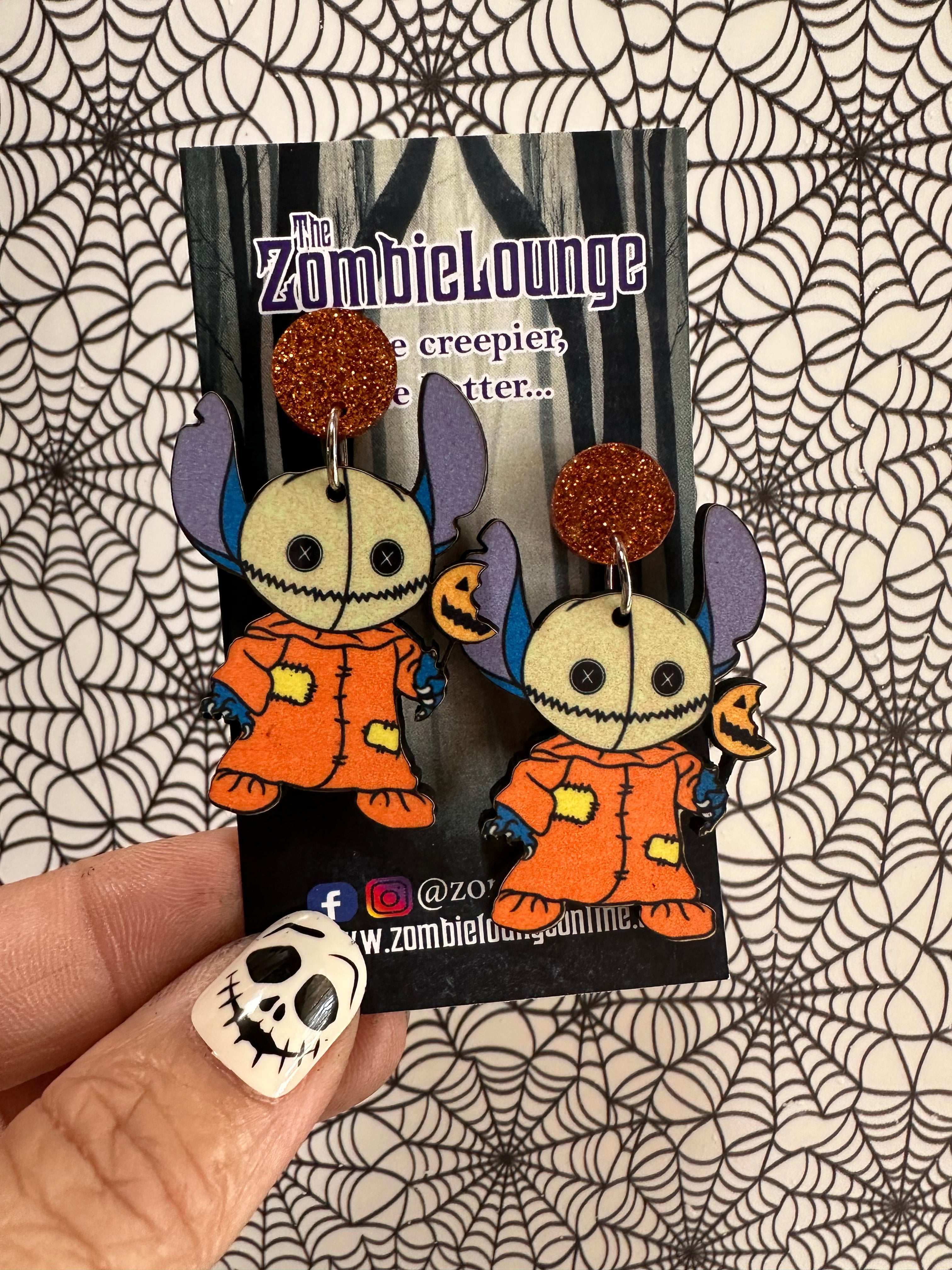 Halloween Sam Stitch Earrings - Cute Cartoon Character Jewelry for Women & Girls | Perfect for Costume Parties, Cosplay & Disney Fans