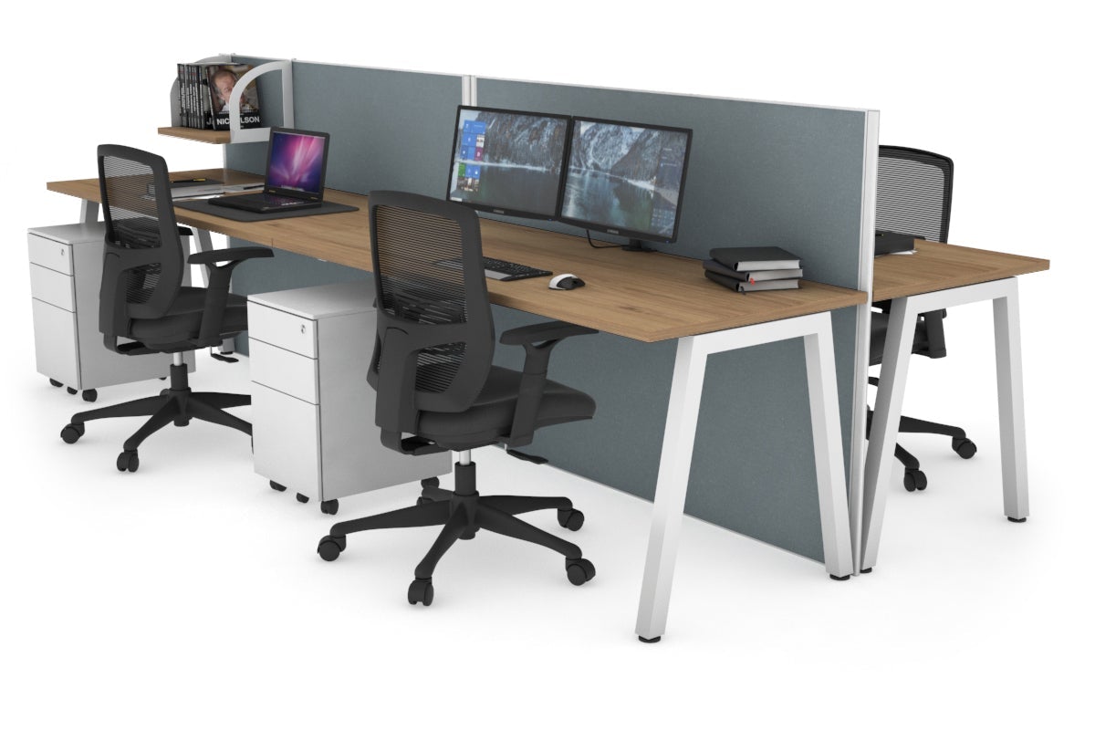 Horizon Quadro 4-Person Office Workstation Bench with A-Legs - 1400mm x 700mm Dimensions - Perfect for Collaborative Workspaces, Coworking Offices & Team Meetings