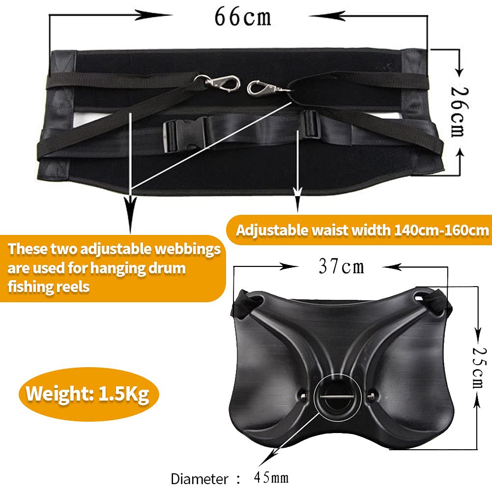 Adjustable Fishing Fighting Waist Belt (140cm-160cm) - Double Safety Support for Deep Sea & Offshore Fishing | Stand Up Rod Holder | Comfortable Belly Top for Boat Fishing Tackle | Perfect for Saltwater Anglers & Big Game Fishing