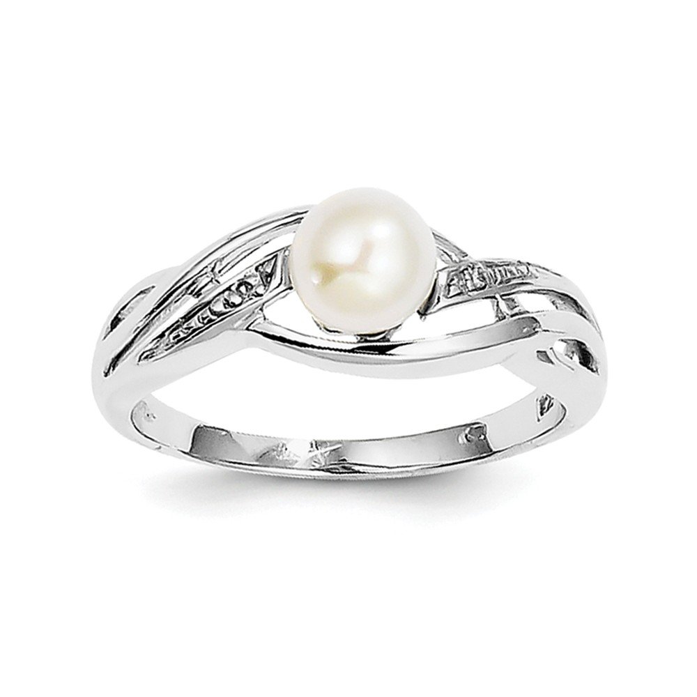 925 Sterling Silver Diamond & Pearl Ring for Women - 0.01ct Dainty Elegant Jewelry - Perfect for Anniversary, Valentine's Day & Special Occasion Gifts