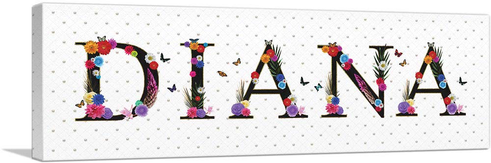 ARTCANVAS DIANA Girls Name Wall Art - 60x20 Inch Stretched Canvas Painting, Framed Poster for Nursery & Bedroom Decor - Perfect Gift for Baby Shower & Birthday (1.5