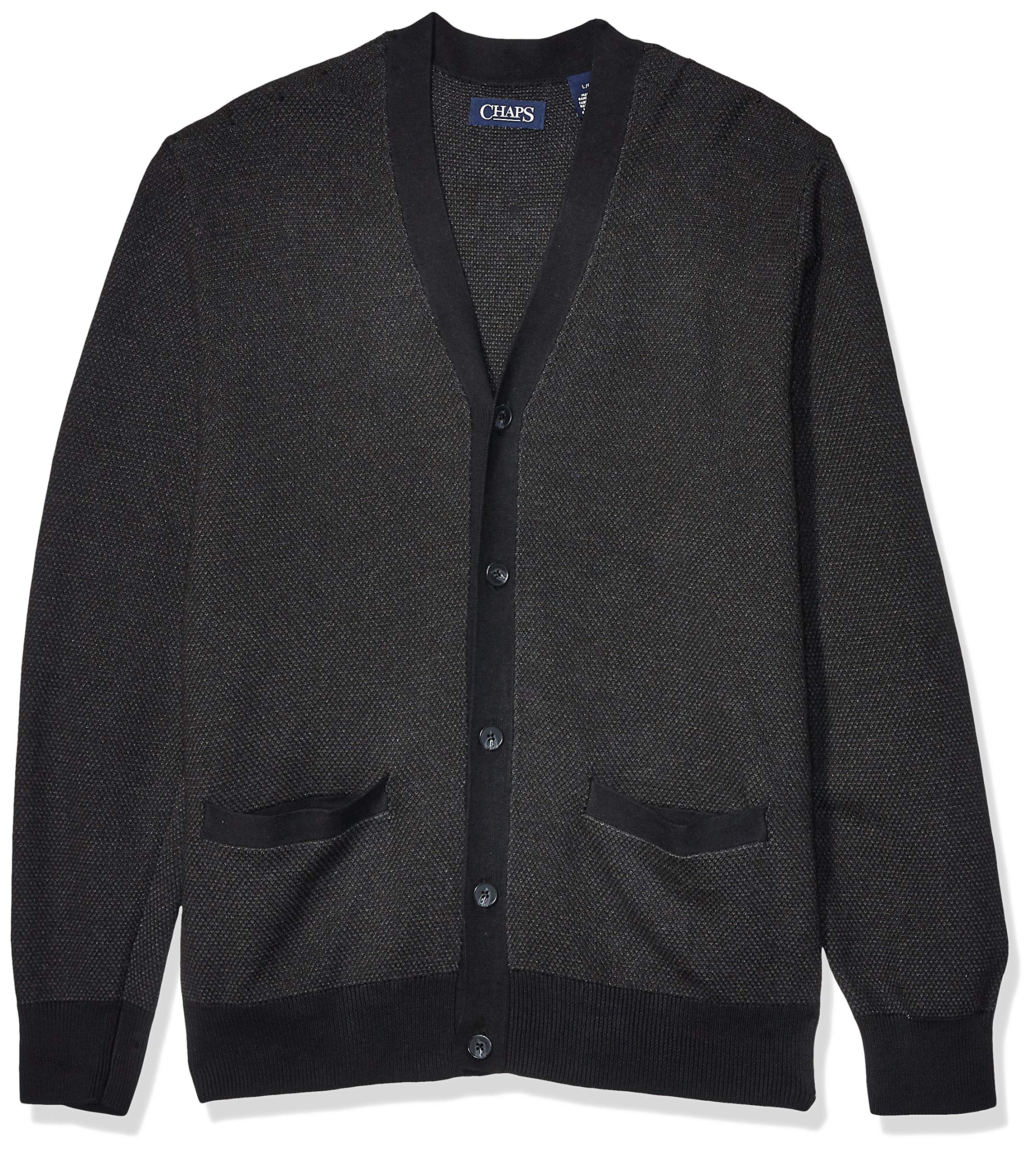 Chaps Men's Soft Cotton Cardigan Sweater - Comfortable Lightweight Knit Pullover for Casual Wear, Office & Fall Layering