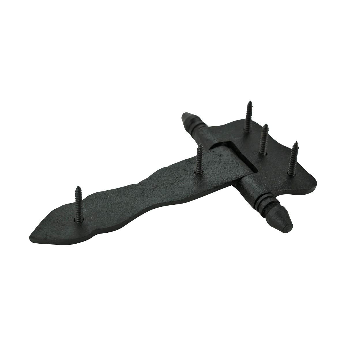 Antique Black Wrought Iron Shed Door Hinges (5 Inch) - Pack of 10 with Hardware - Decorative Flush Mount Cast Iron Barn Hinges - Perfect for Sheds, Barns, Garage Doors & Rustic Home Decor