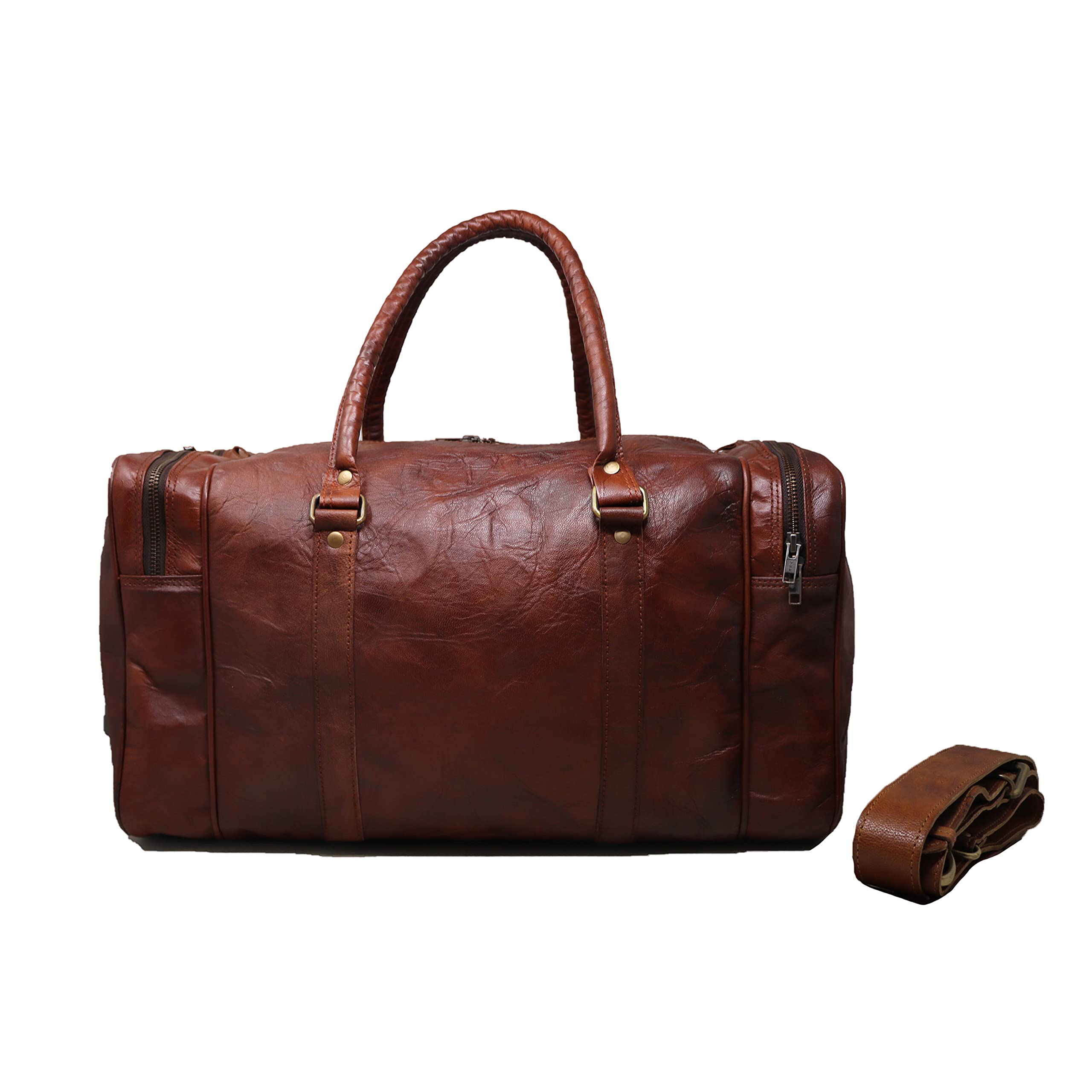 Jaald 20 Inch Genuine Leather Duffle Bag - Waterproof Travel Carry On Luggage for Gym, Overnight Trips & Weekend Getaways - Perfect for Business Travel, Sports Gear & Vacation Essentials