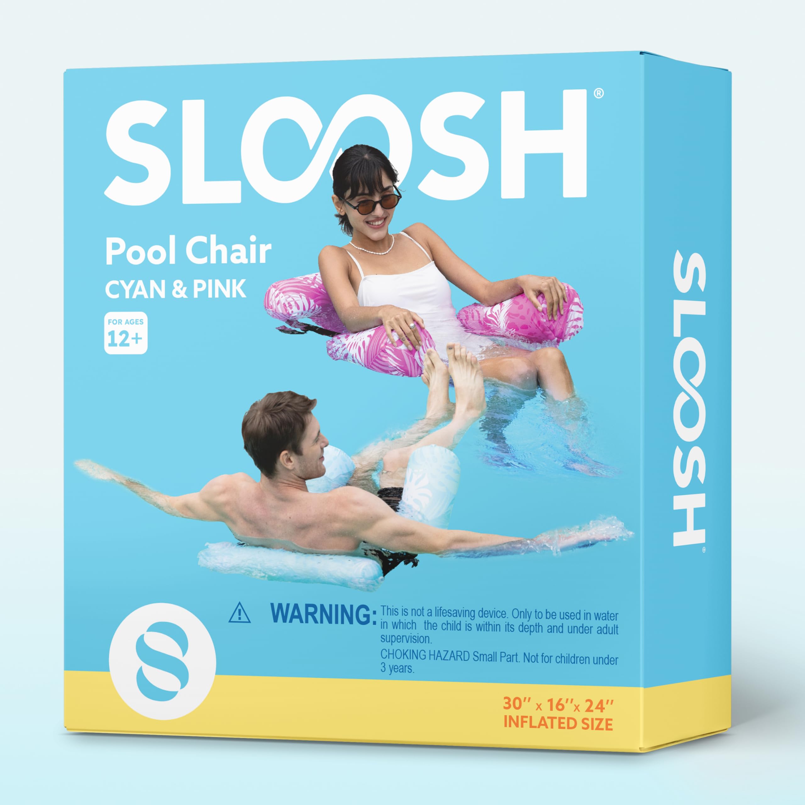 **SLOOSH Inflatable Pool Floats for Adults - 2 Pack Heavy Duty Floating Lounge Chairs with Pool Noodles - Perfect for Summer Pool Parties, Beach, Lake & Water Fun**