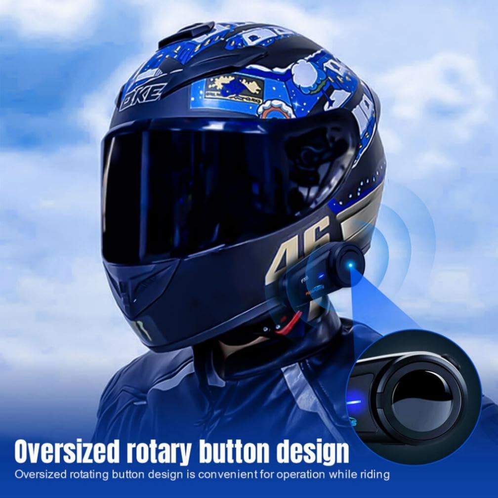 Fodsports FX6 Motorcycle Bluetooth Headset 2 Pack - 1000M Range, 6 Rider Group Intercom, Universal Helmet Communication System with Voice Control - Perfect for Group Rides, Touring & Highway Communication
