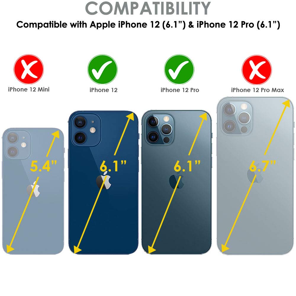 TECHGEAR iPhone 12 / 12 Pro Leather Wallet Case - Premium PU Leather Flip Cover with Magnetic Closure, Card Holder, Stand & Wrist Strap | Protective Phone Case for iPhone 12/12 Pro 6.1