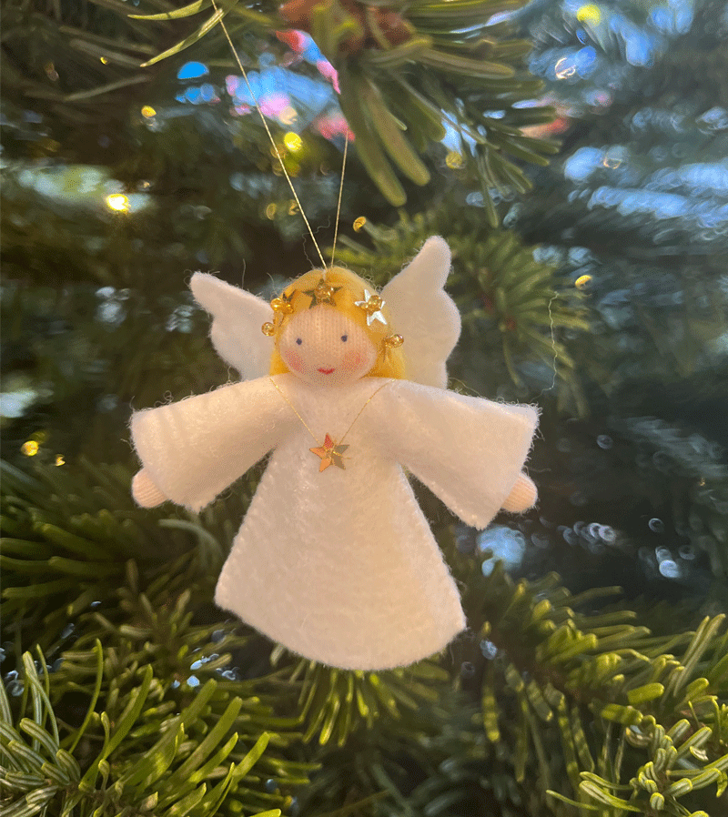 2023 Blonde Hanging Angel Waldorf Doll - Handmade Natural Fiber Toy for Kids, Nursery Decor & Waldorf Education - Perfect for Playtime, Gifts & Waldorf Classroom Decorations