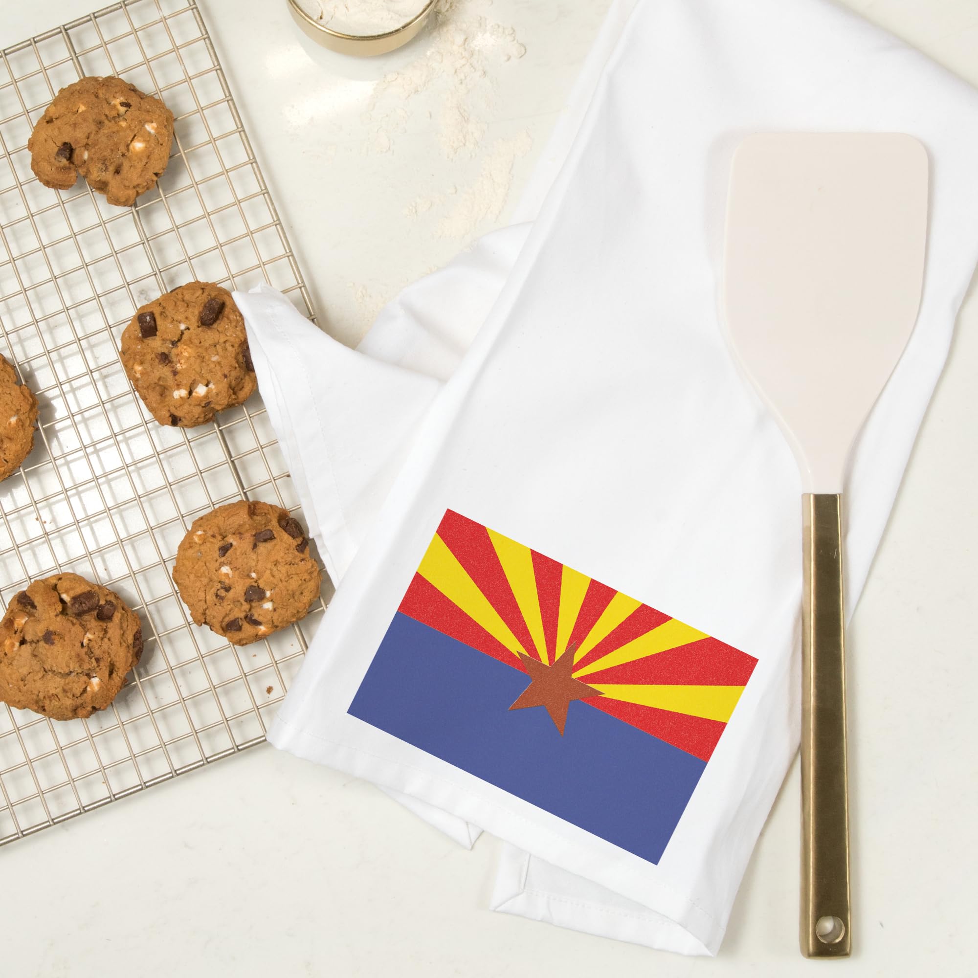 Arizona State Flag Letterpress Tea Towel - 100% Cotton Decorative Hand Towel for Kitchen, Home, and Gifts | Perfect for Dish Drying, Decor, and Housewarming Presents