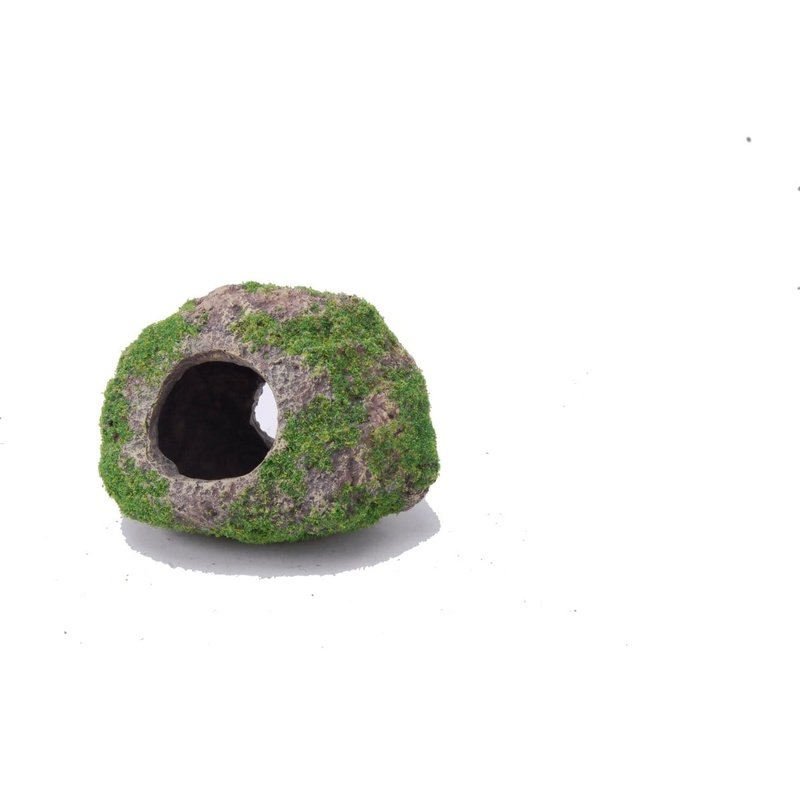 Aquatopia Natural Moss Covered Round Rock for Aquarium Decor - 4.3 x 3.9 x 3.1 Inch Fish Tank Landscape Stone - Perfect for Betta Fish Tanks, Terrariums & Zen Garden Decorations