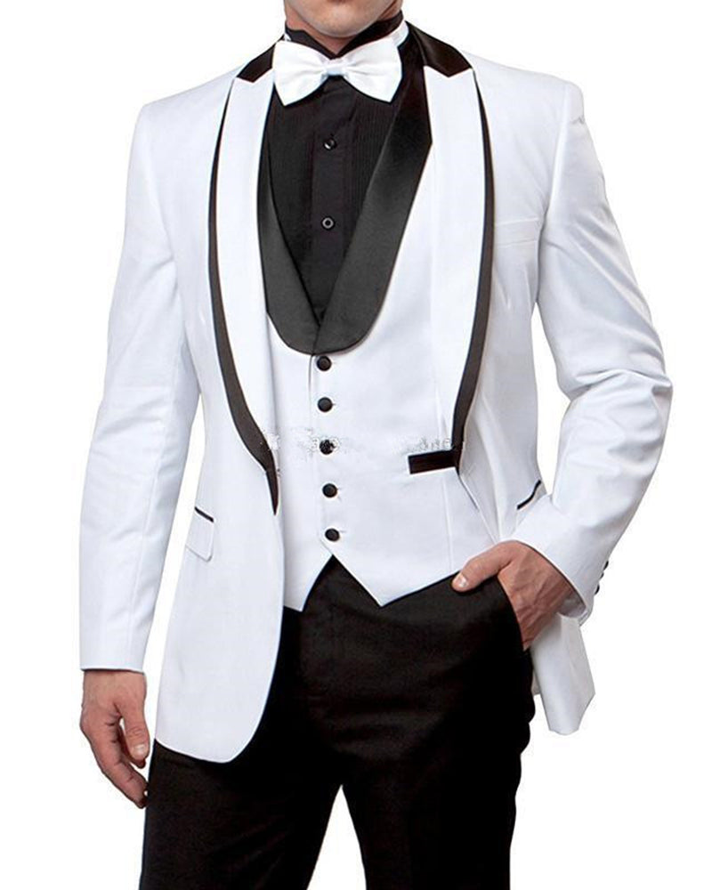 Black & White Men's Wedding Tuxedo Suit - 2 Piece Groom Formal Attire CB10414 | Perfect for Weddings, Prom, Black Tie Events & Special Occasions