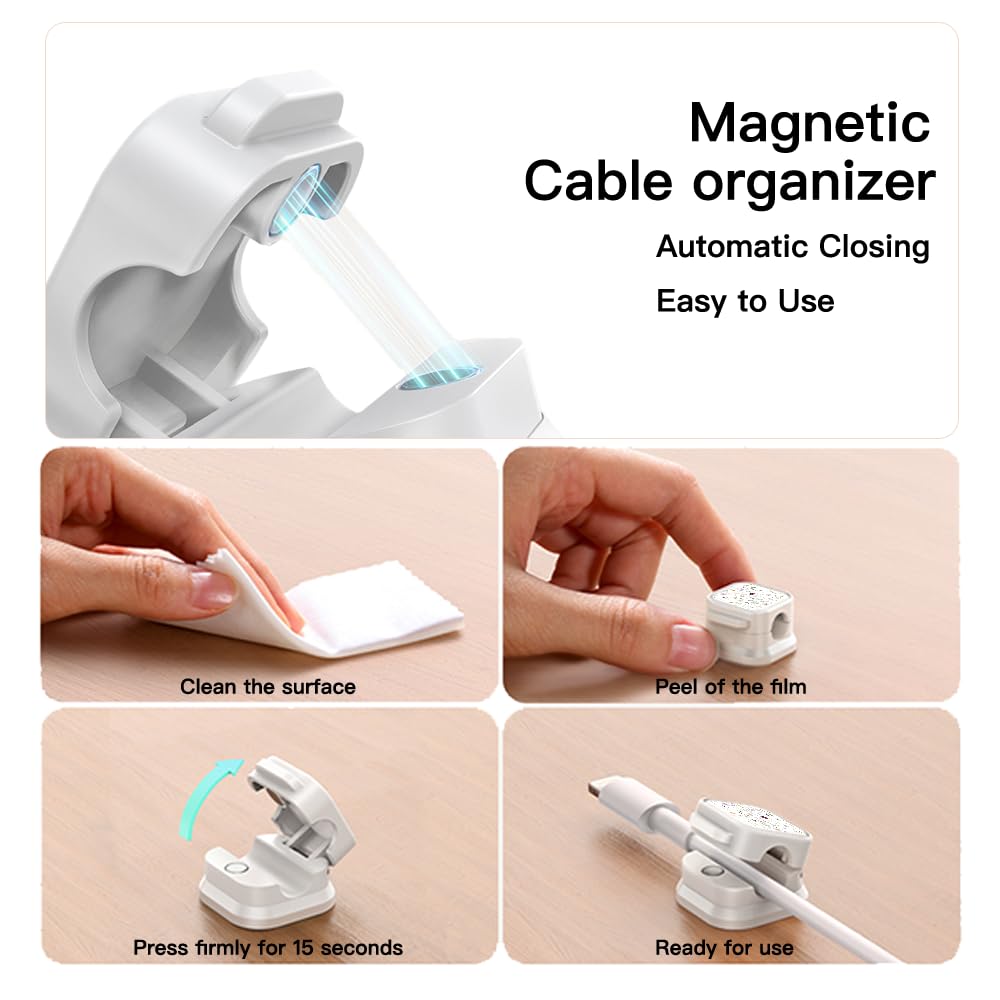 6 Pack Magnetic Cable Clips - Cord Organizers for Desk, Wall & Car - Under Desk Cable Management System for Home Office, Nightstand & Phone - Famous Paintings Design - Perfect for Neat Workspaces & Travel Organization
