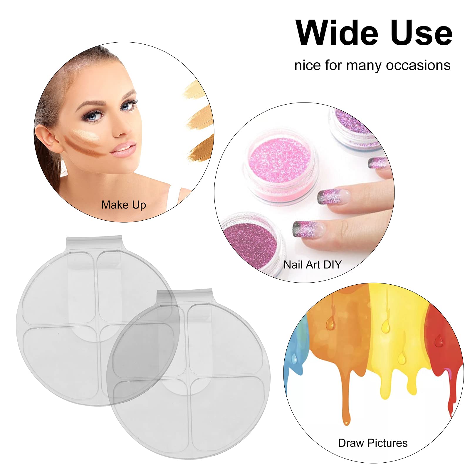 Homgee 2 Pack Paint Tray Palettes - Kids Art & Makeup Mixing Trays for Foundation, Eyeshadow, Nail Powder | Portable Handheld Palette for Artists, DIY Nails & Skincare Cream Blending | Perfect for Home, School & Salon Use