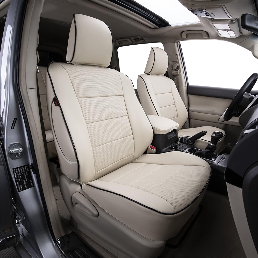 Premium Leather Car Seat Covers for Toyota 4Runner 2010-2024 (7-Seater) - Custom Fit, Beige Color, Full Set Protection - Perfect for Family Road Trips & Off-Road Adventures