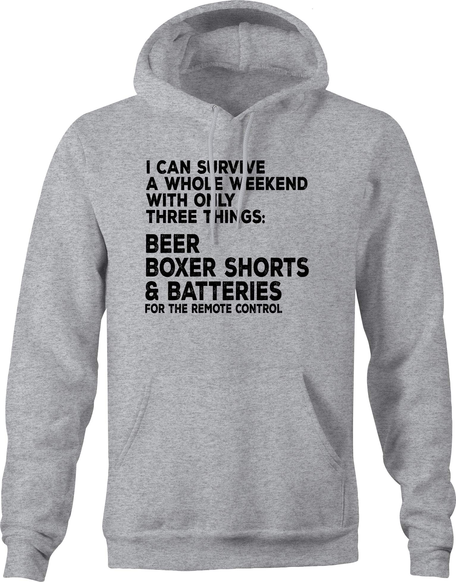 VIL Men's Beer Boxer Shorts & Batteries Weekend Hoodies - Comfortable Gray Lounge Wear for Casual Outings, Relaxing at Home, and Weekend Hangouts