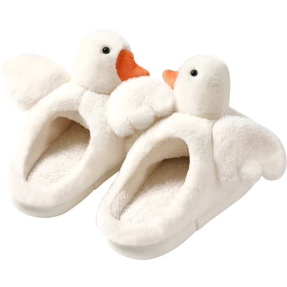 Fluffy Duck Slippers for Women & Men - Cute Animal House Shoes with Non-Slip Sole - Perfect for Bedroom, Thanksgiving, Christmas Gifts & Cozy Home Wear