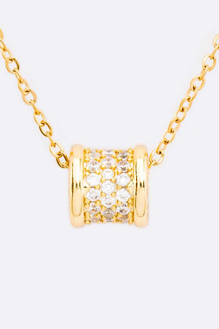 CZ Roller Pendant Stainless Steel Necklace for Women - Elegant Hypoallergenic Jewelry - Perfect for Everyday Wear, Parties & Gifts
