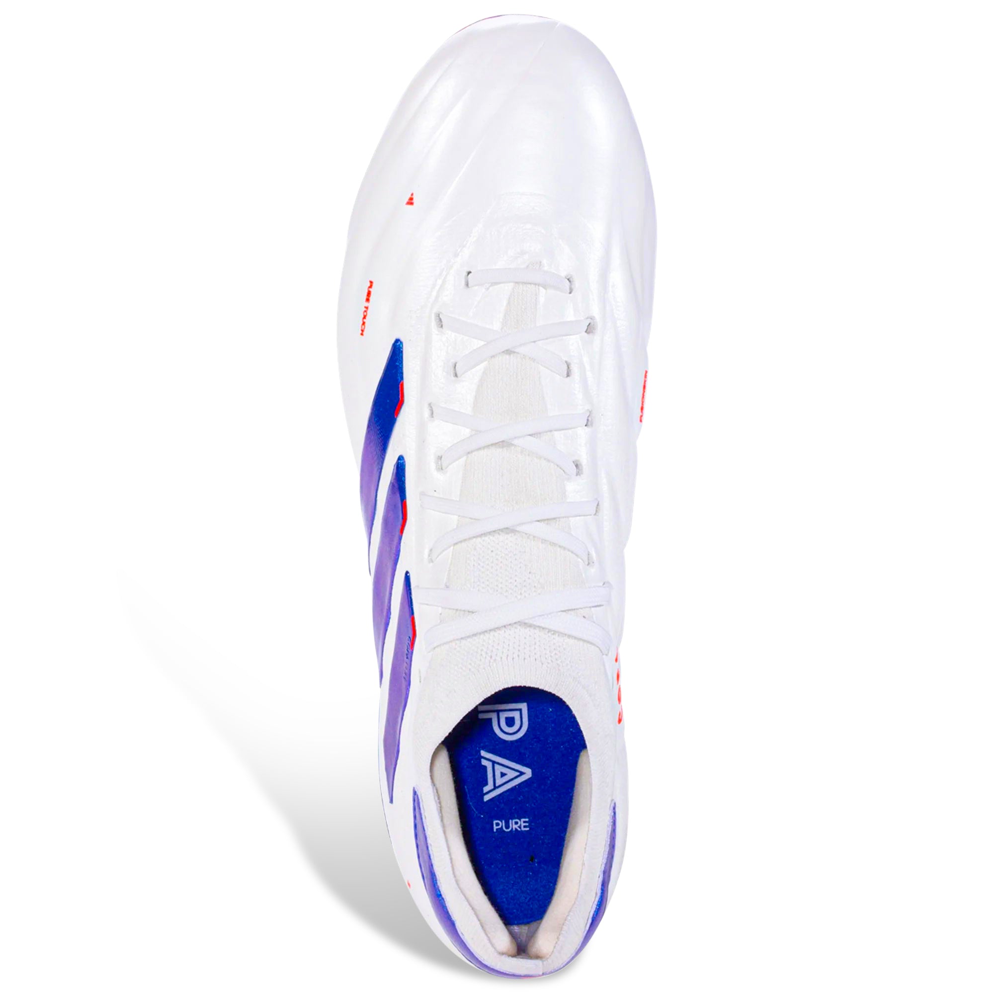 Adidas Copa Pure 2 Elite FG Soccer Cleats - White/Lucid Blue/Solar Red - Firm Ground Football Boots for Men - Perfect for Professional Matches and Training Sessions