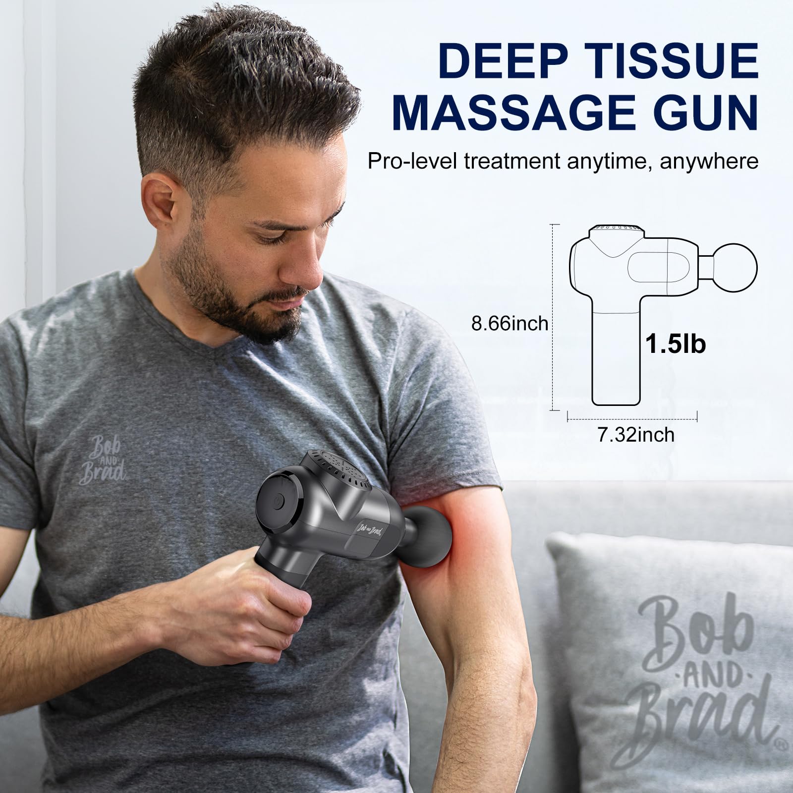 Bob and Brad C2 Massage Gun - Deep Tissue Muscle Massager with 5 Speed Levels & 5 Interchangeable Heads, 3200 RPM Portable Percussion Therapy Device for Pain Relief & Recovery | Perfect for Home Gym, Office, Workout, Travel & Sports Recovery - Ideal Gift for Men & Women