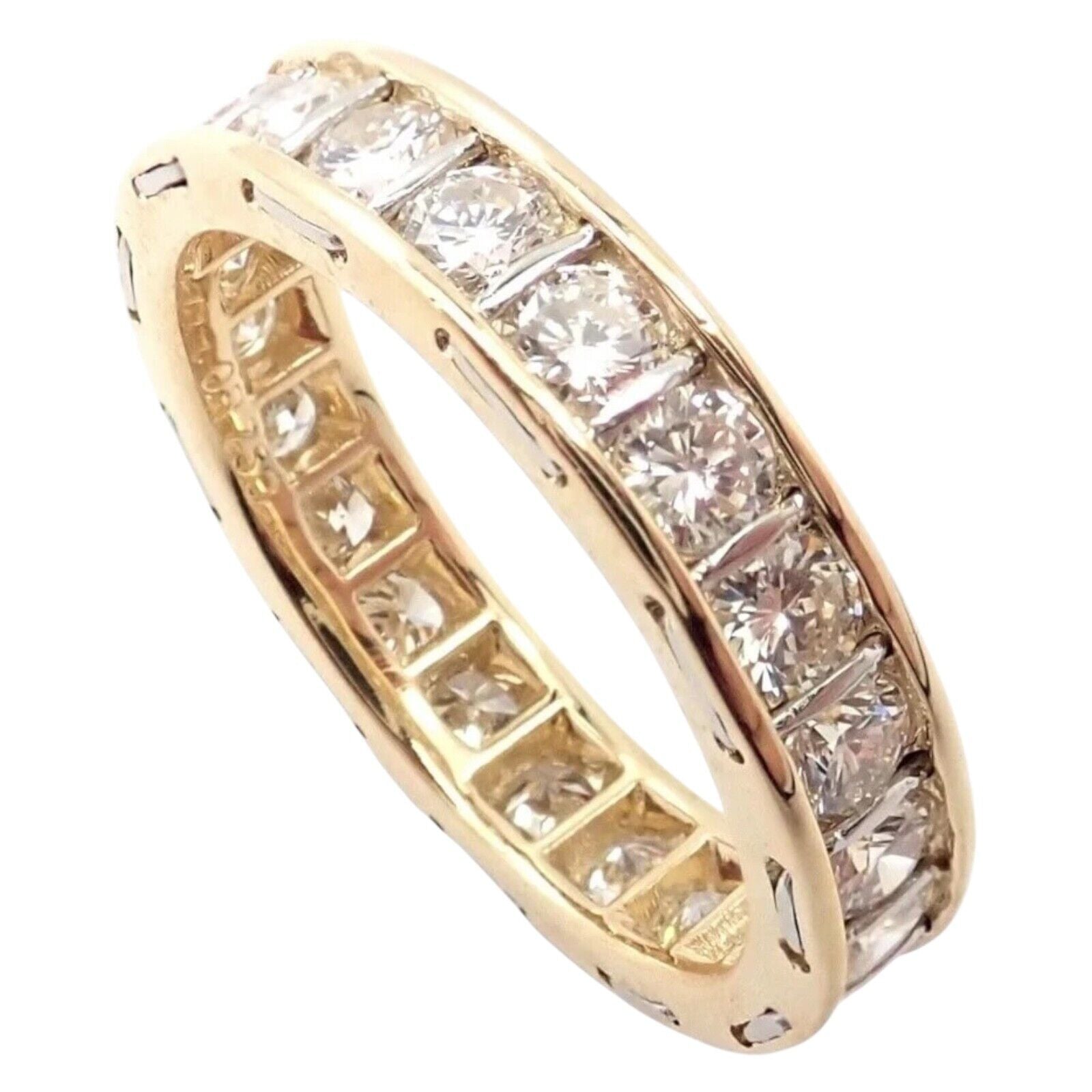 Authentic Vintage Cartier 18k Gold Diamond Eternity Band Ring Size 5 - Luxury Wedding, Anniversary & Special Occasion Jewelry Gift for Women