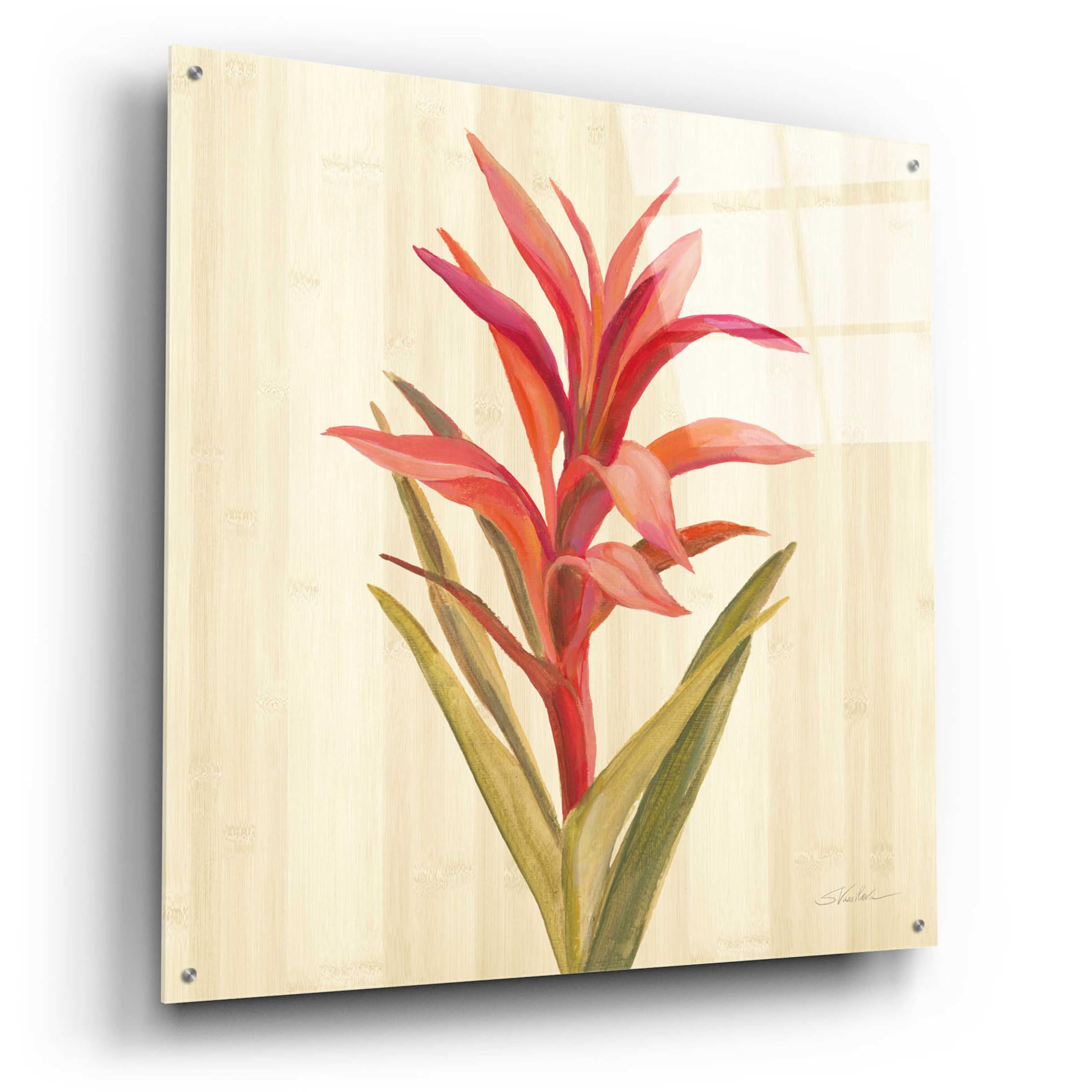 Silvia Vassileva Tropical Garden III Acrylic Glass Wall Art - 36x36 Inch Modern Abstract Painting for Living Room, Bedroom & Office Decor