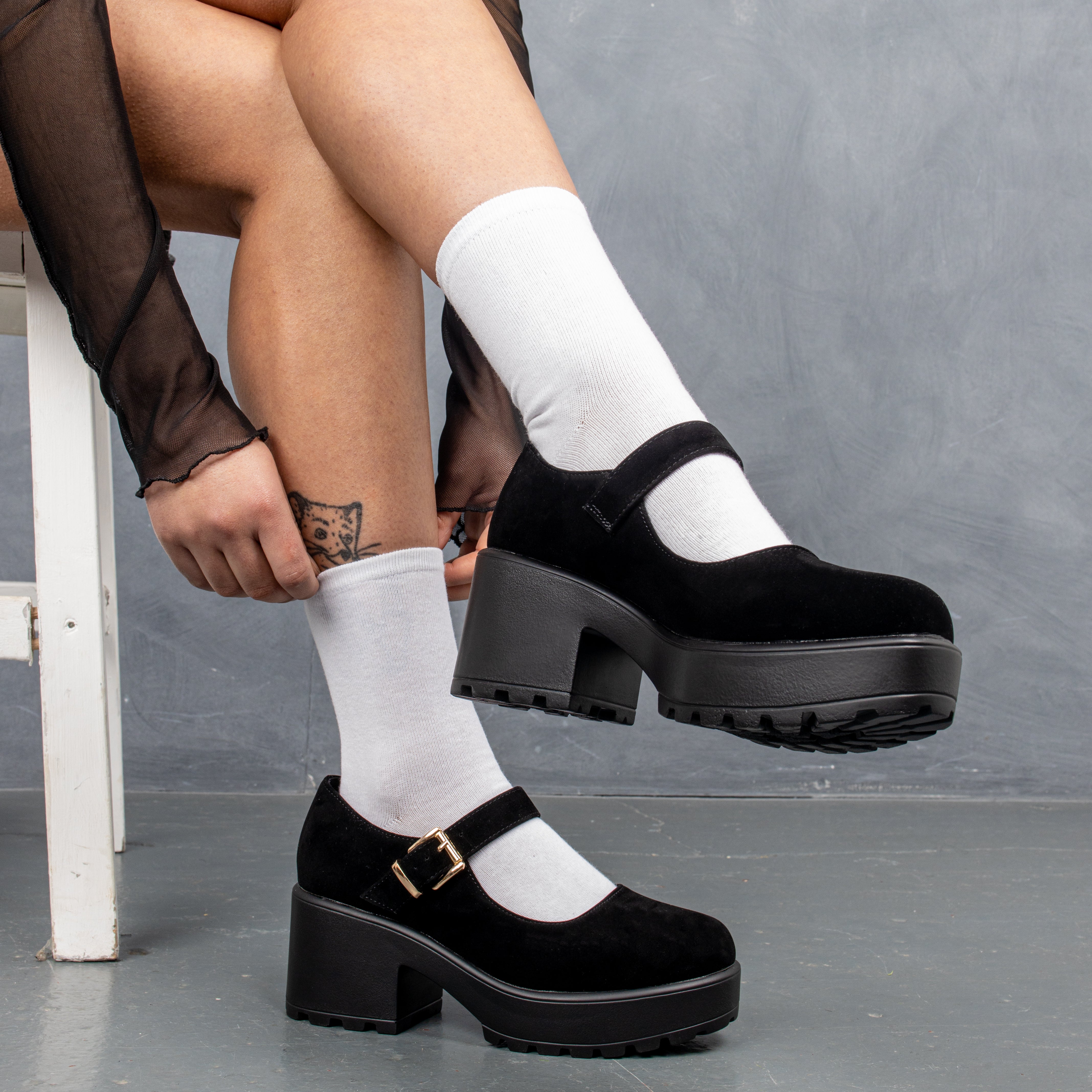 TIRA Black Mary Jane Shoes for Women - Suede Edition | Comfortable & Stylish Flats for Work, Office, and Casual Wear