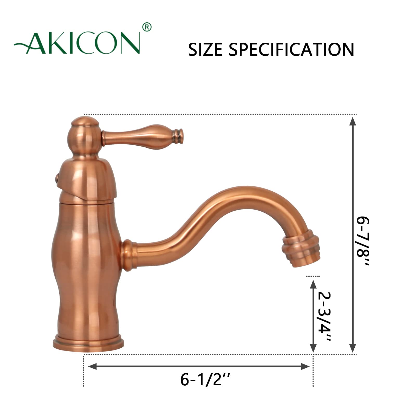 Akicon Single Hole Copper Bathroom Sink Faucet - 1-Handle Modern Basin Faucet for Bathroom Vanity & Powder Room (Oil Rubbed Bronze Finish) - Perfect for Home Renovation & Luxury Hotel Upgrades