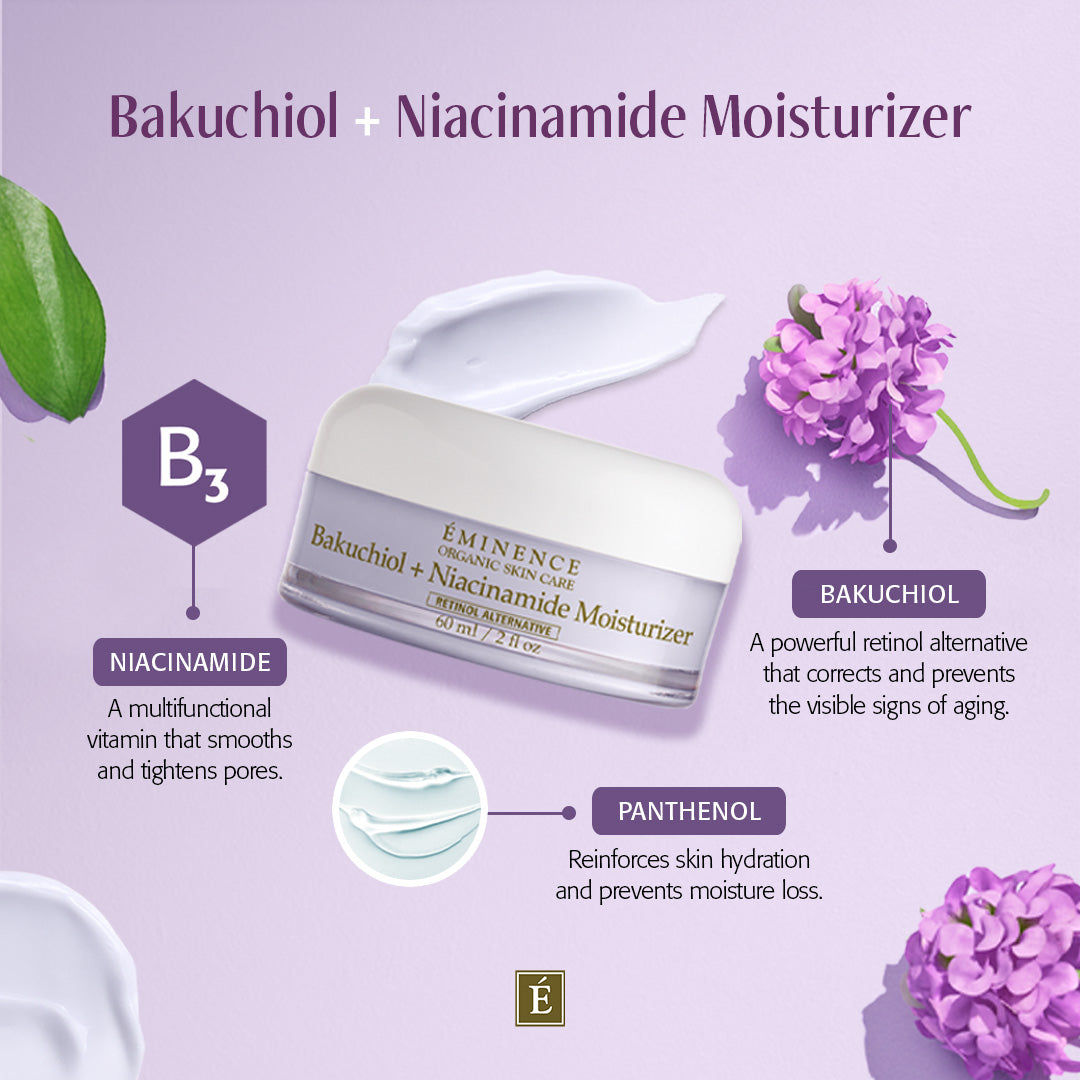 Eminence Organics Bakuchiol + Niacinamide Face Moisturizer - Anti-Aging, Hydrating & Brightening Cream for Dry, Sensitive Skin - Day & Night Skincare Routine