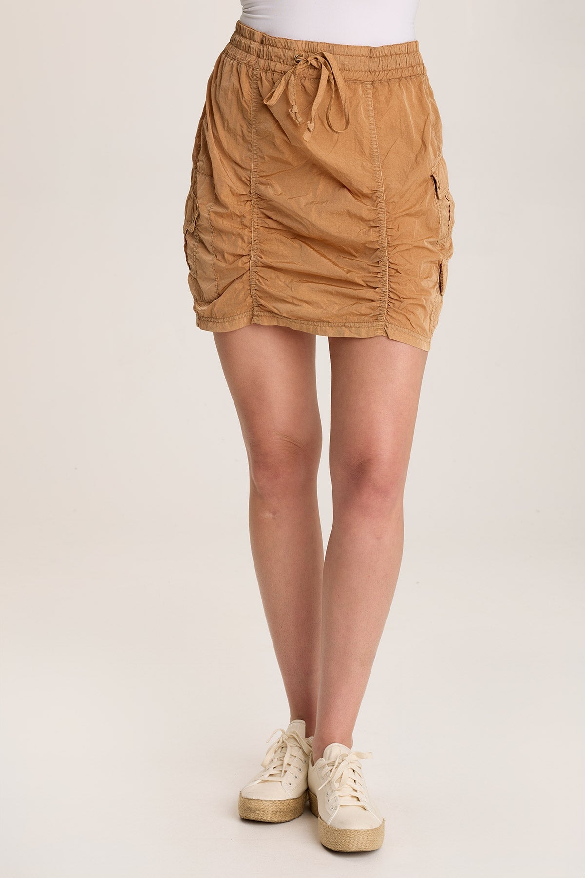 Marley Ruched Sporty Cargo Mini Skirt for Women - High Waist Stretchy Workout Skirt with Pockets - Perfect for Running, Yoga, Gym & Casual Wear