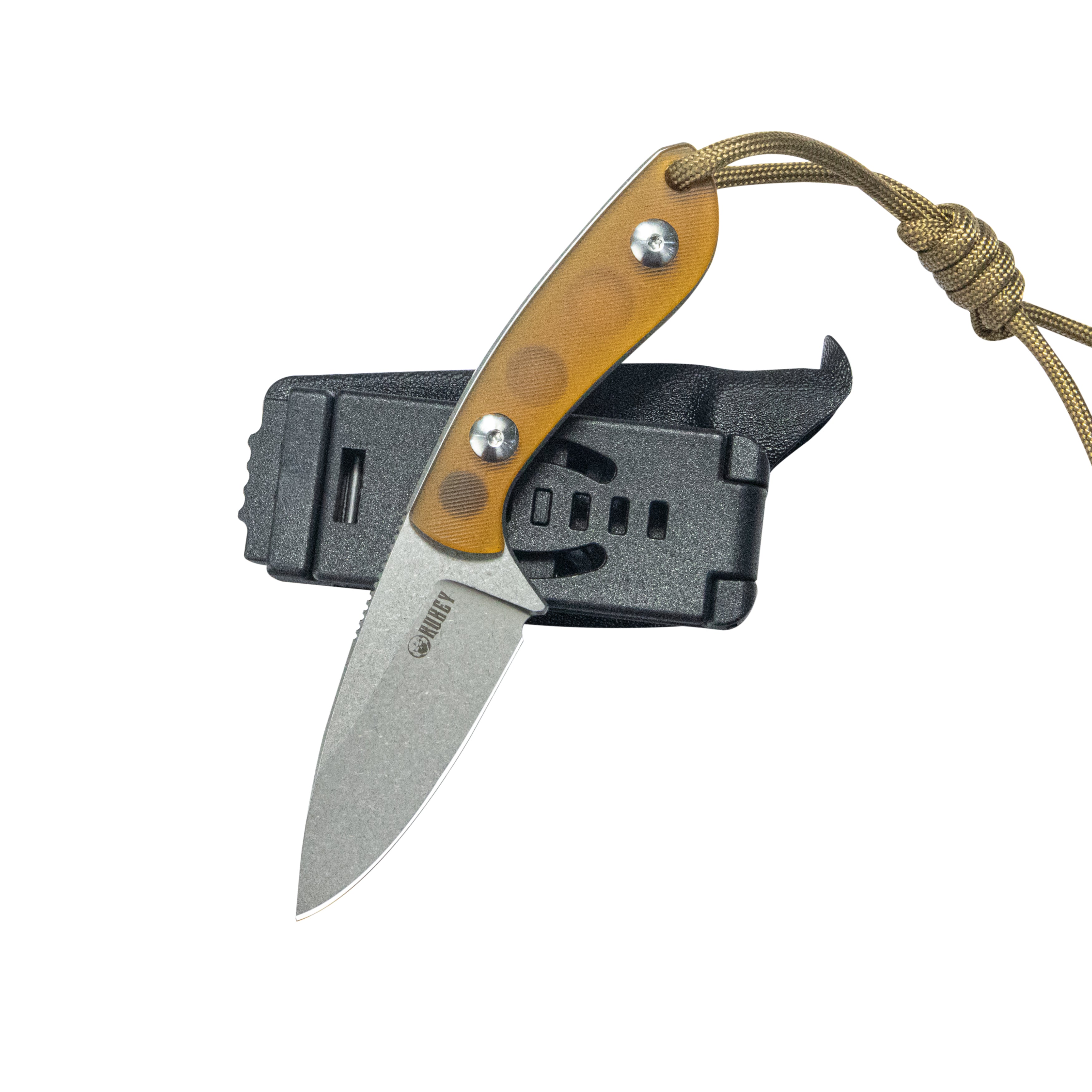 Kubey KU411C Bloom Fixed Blade Knife - 14C28N Steel Bead Blasted Blade with Diagonal Milled Ultem Handle - EDC, Outdoor Survival, Camping & Tactical Knife