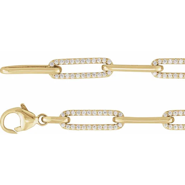 1ct Diamond Alternating Link Paperclip Bracelet - Elegant Tennis Bracelet for Women, 14K Gold Plated Cubic Zirconia CZ Jewelry Gift for Anniversary, Birthday, Wedding | Perfect for Formal Events & Everyday Wear