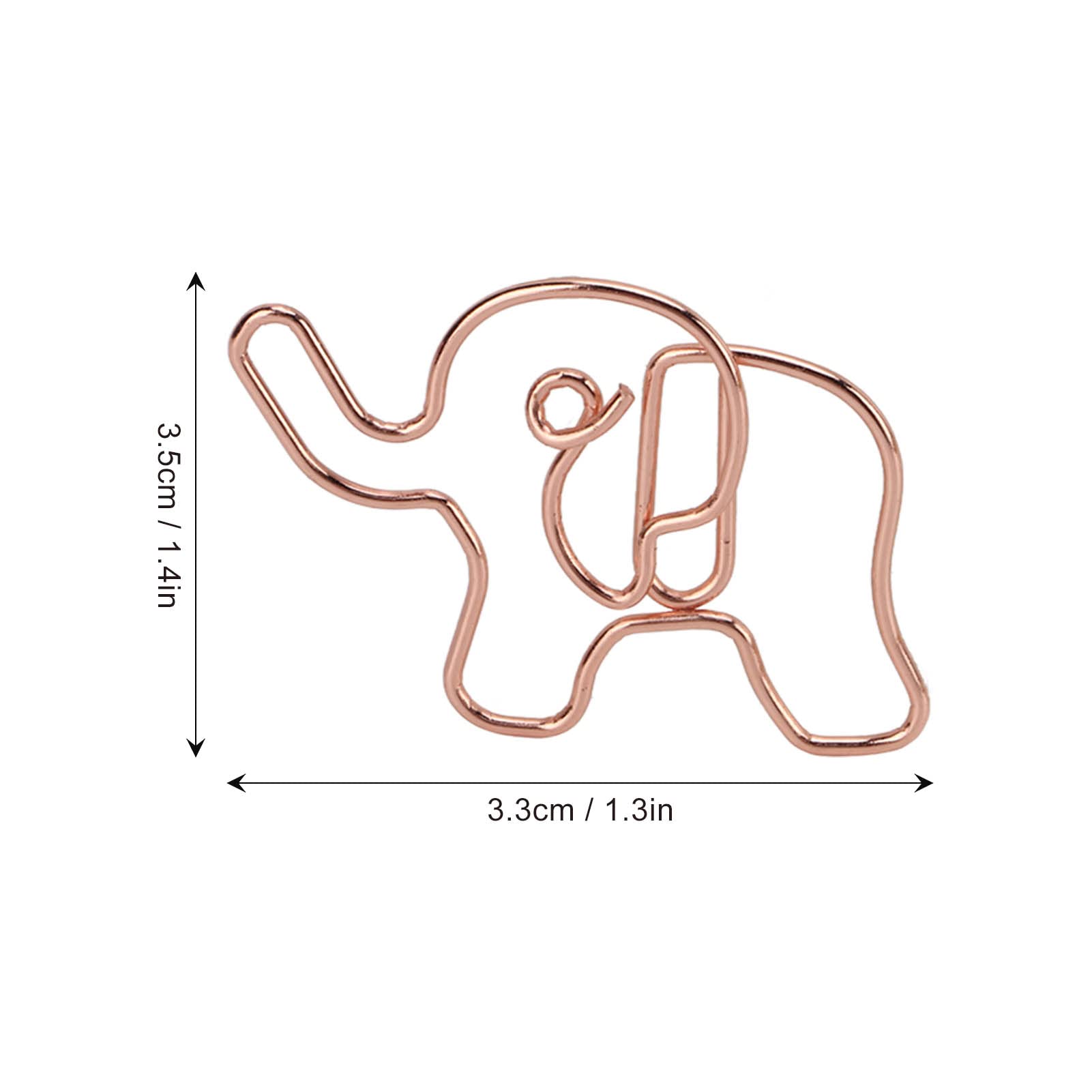 40 Pcs Elephant Shaped Paper Clips - Cute Rose Gold Animal Paperclips for Office, School, Organizing Documents | Bulk Metal Bookmarks with Clear Storage Box - Perfect for Gifts, Scrapbooking & Planner Accessories