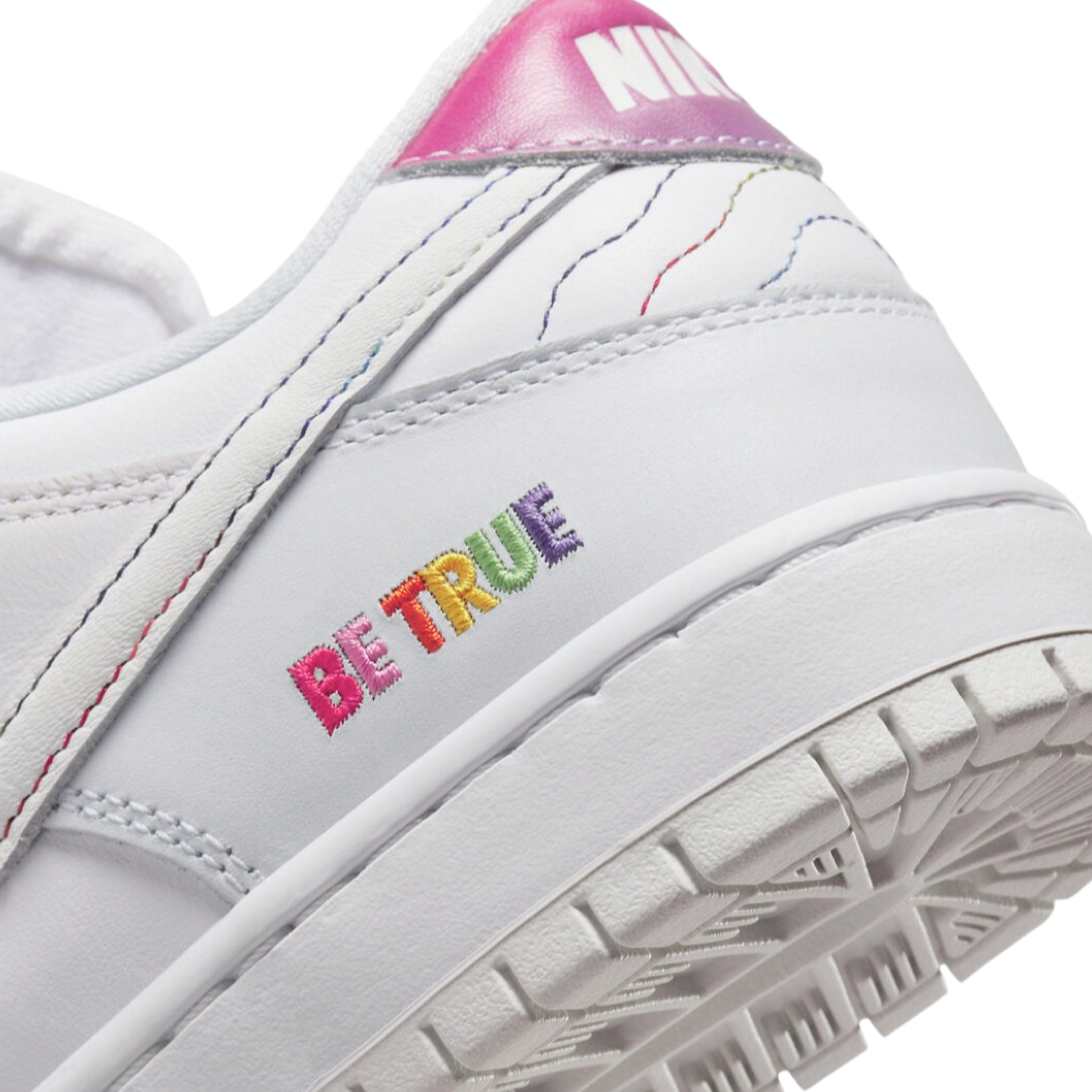 Nike Dunk Low Be True White Summit Rainbow Sneakers - LGBTQ+ Pride Shoes for Men & Women - Casual Streetwear & Running Shoes for Everyday Wear