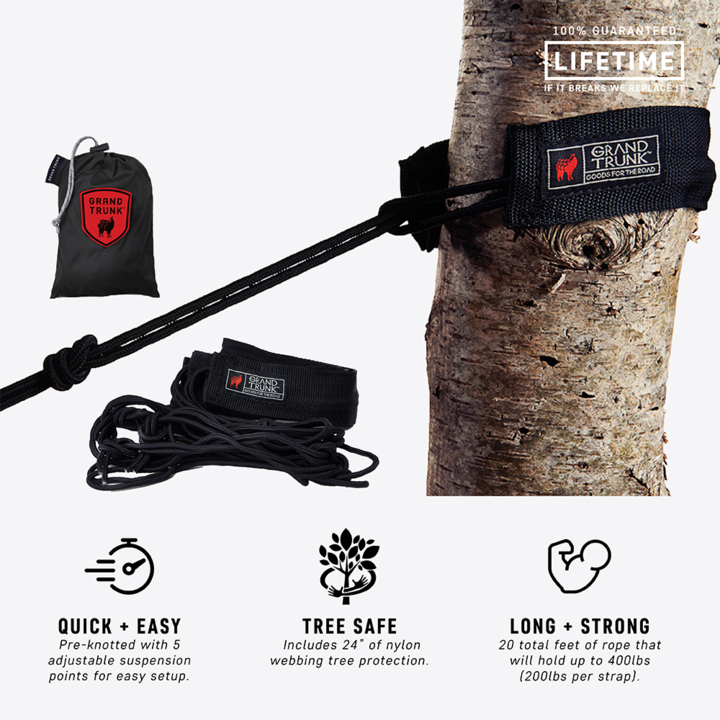 Grand Trunk Tree Slings Hanging Kit - Portable Hammock Suspension System for Camping, Backpacking & Outdoor Adventures