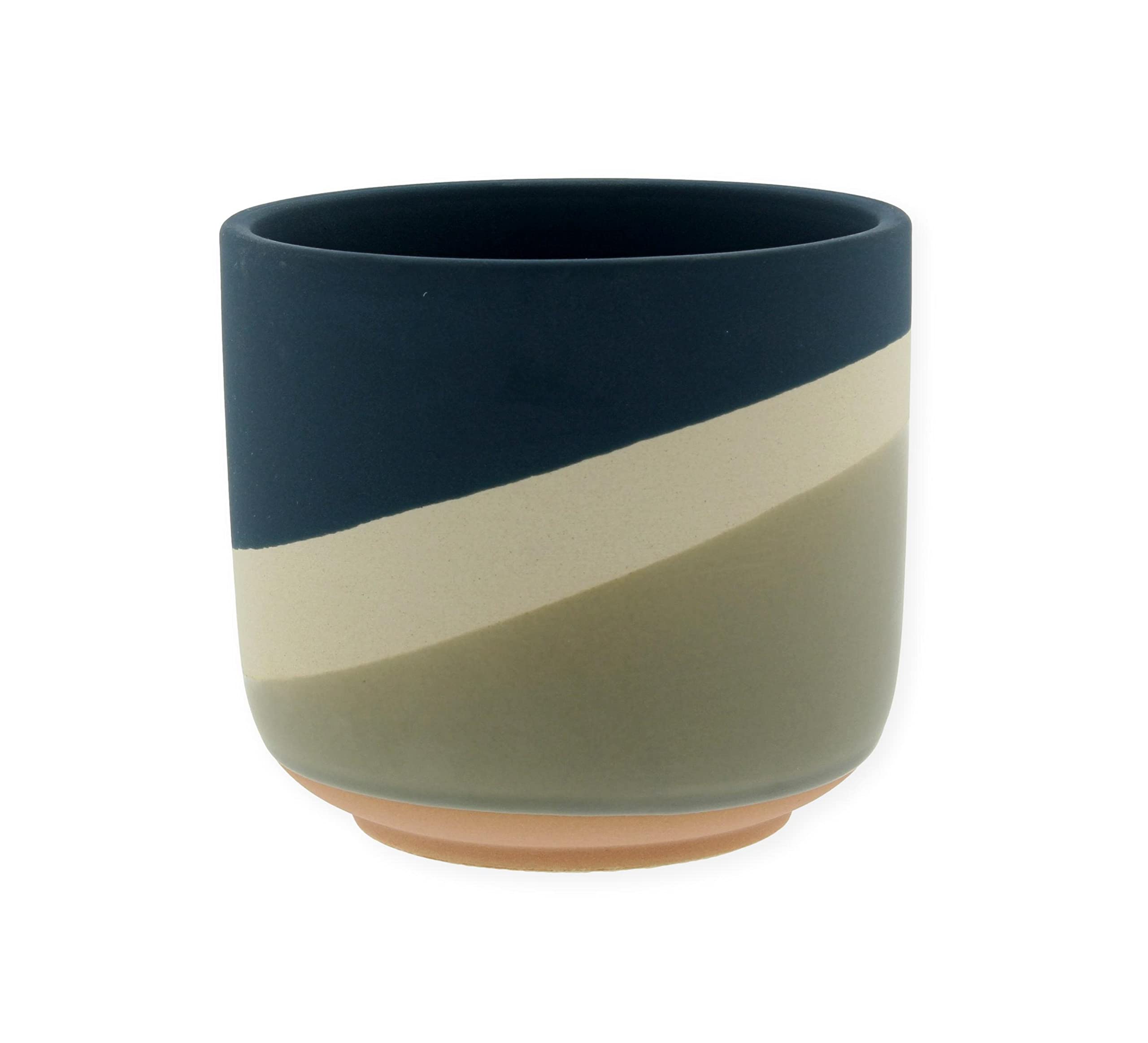 Ceramic Color Block Planter 3.5 Inch - Modern Blue Flower Pot for Indoor Plants, Succulents & Home Decor | Perfect for Windowsill, Office Desk & Gift Giving