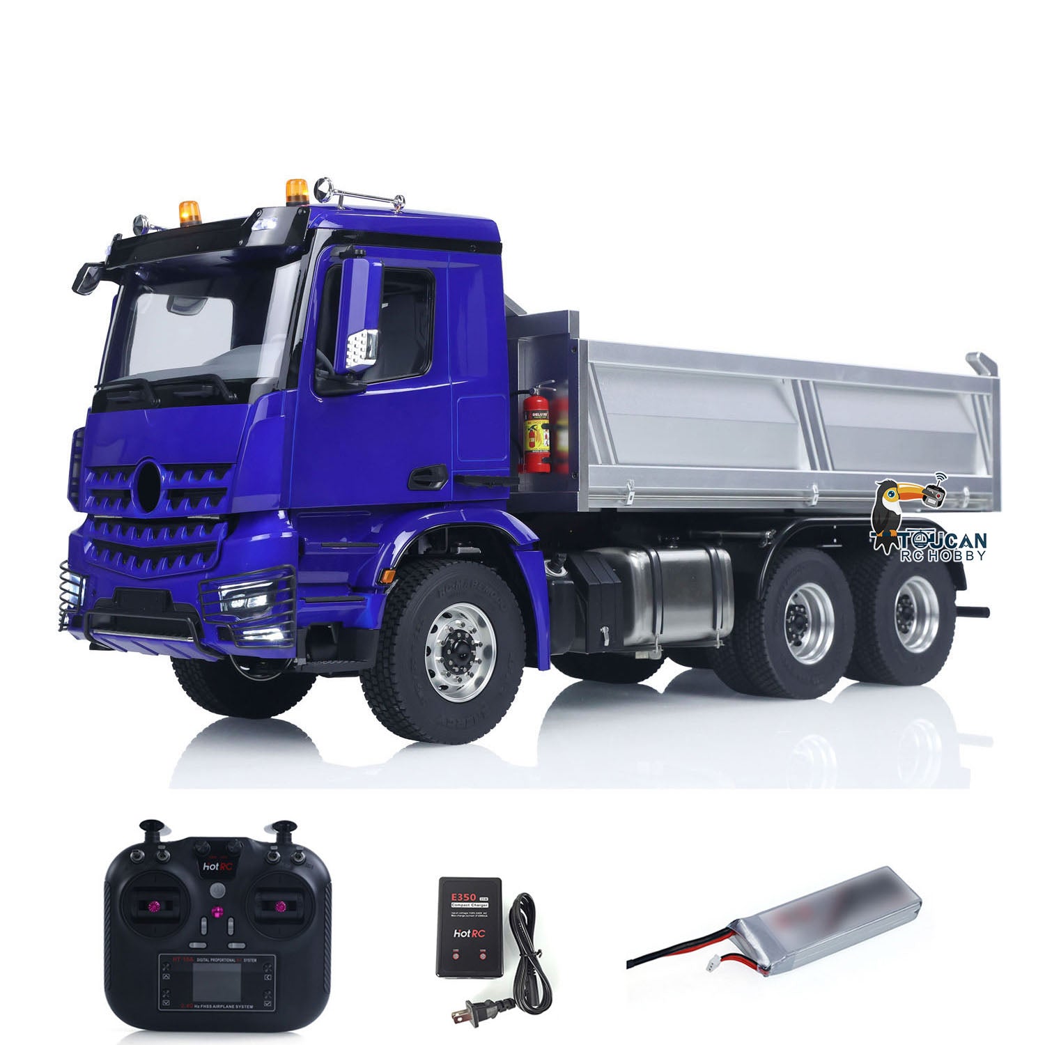 1/14 Scale RC Hydraulic Dumper Truck - 2 Speed Remote Control Tipper Car with Metal Chassis, Light & Sound Effects, No Lock Differential (3348 Model) - Perfect for Construction Site Play, Off-Road Racing and Collector's Display
