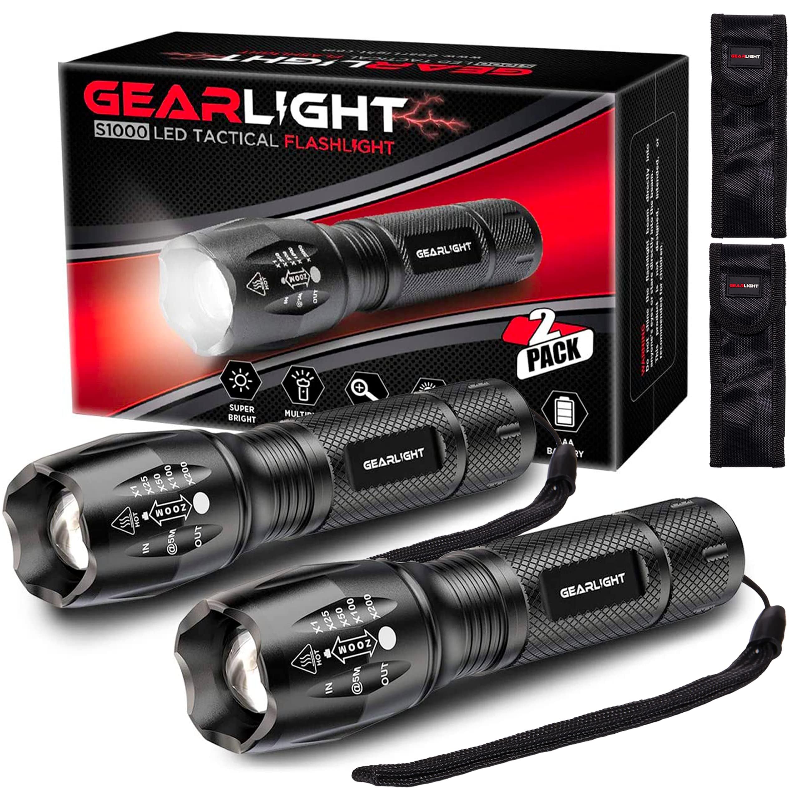 GearLight LED Flashlight - High Lumens Mini Tactical Flashlight with 5 Modes & Zoomable Beam for Camping, Hiking, Emergency, Home Use - Bright, Durable & Compact Outdoor Light