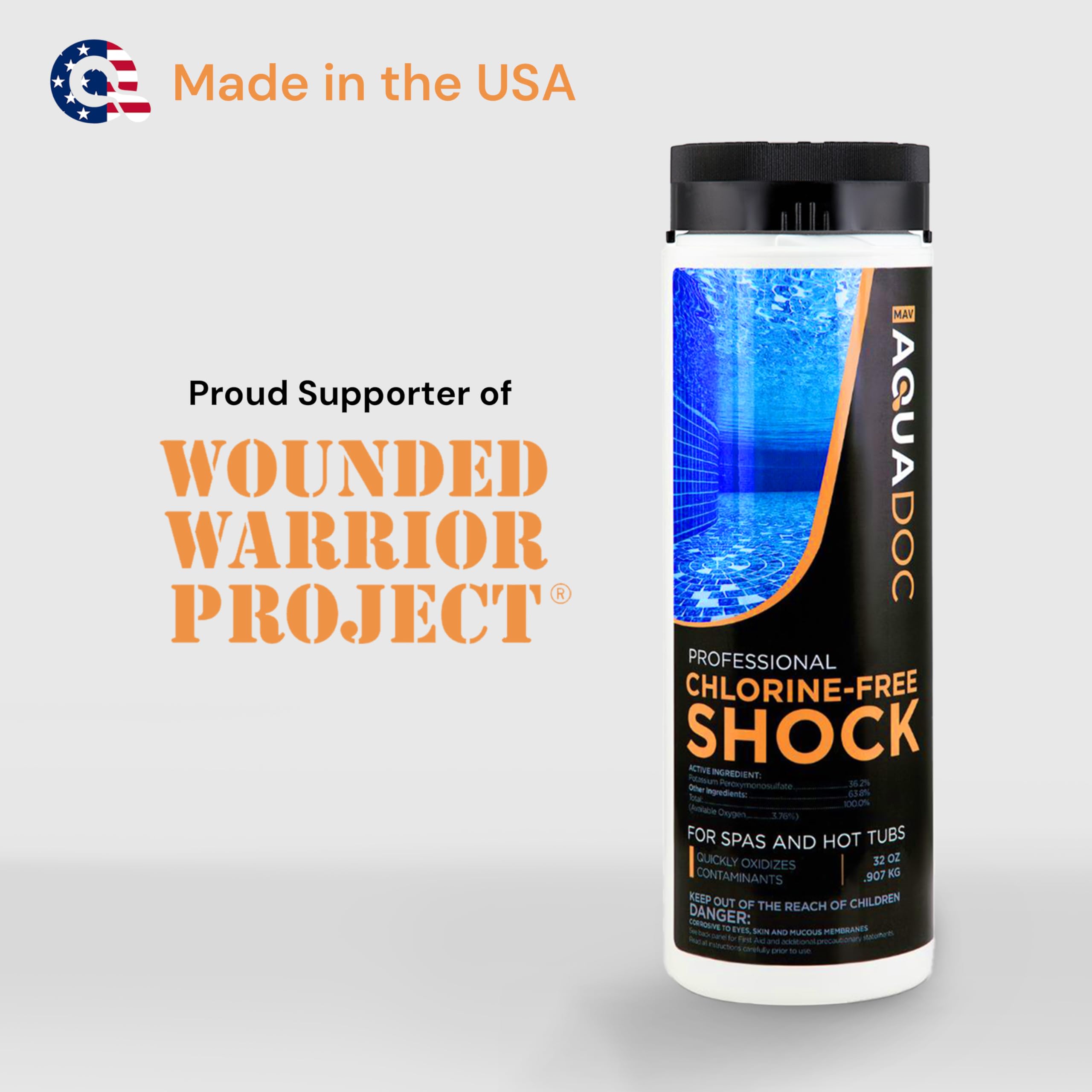 Non-Chlorine Spa Shock for Hot Tubs - 32oz (4 Pack) | Chlorine-Free Oxidizing Hot Tub Shock | Made in USA | Helps Maintain Clean Water & Enhance Sanitizer Performance | Perfect for Weekly Hot Tub Maintenance & Water Clarification