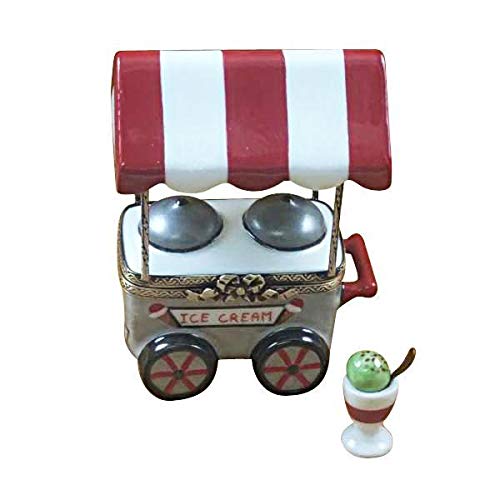 Limoges Rochard Food Storage Box - Ice Cream Cart with Removable Cup & Spoon - Elegant Porcelain Dessert Container for Ice Cream, Candy, Treats - Perfect for Kitchen, Dining Table, Party Serving