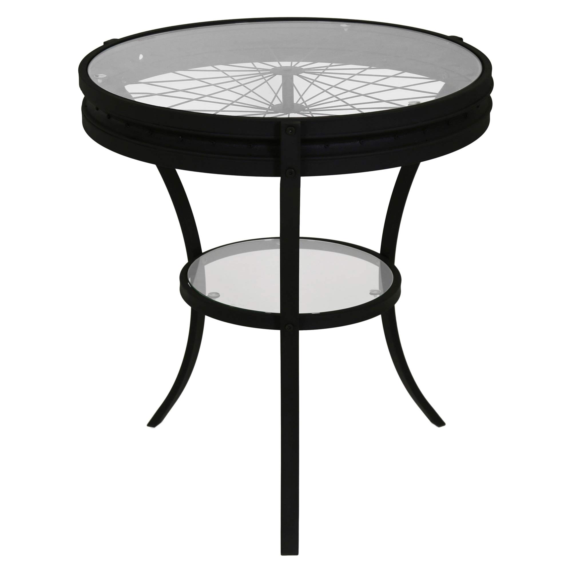 Ergode Modern Round Accent Table - 22 Inch Diameter Black Finish with Tempered Glass Top - Perfect for Living Room, Bedroom, or Office Decor