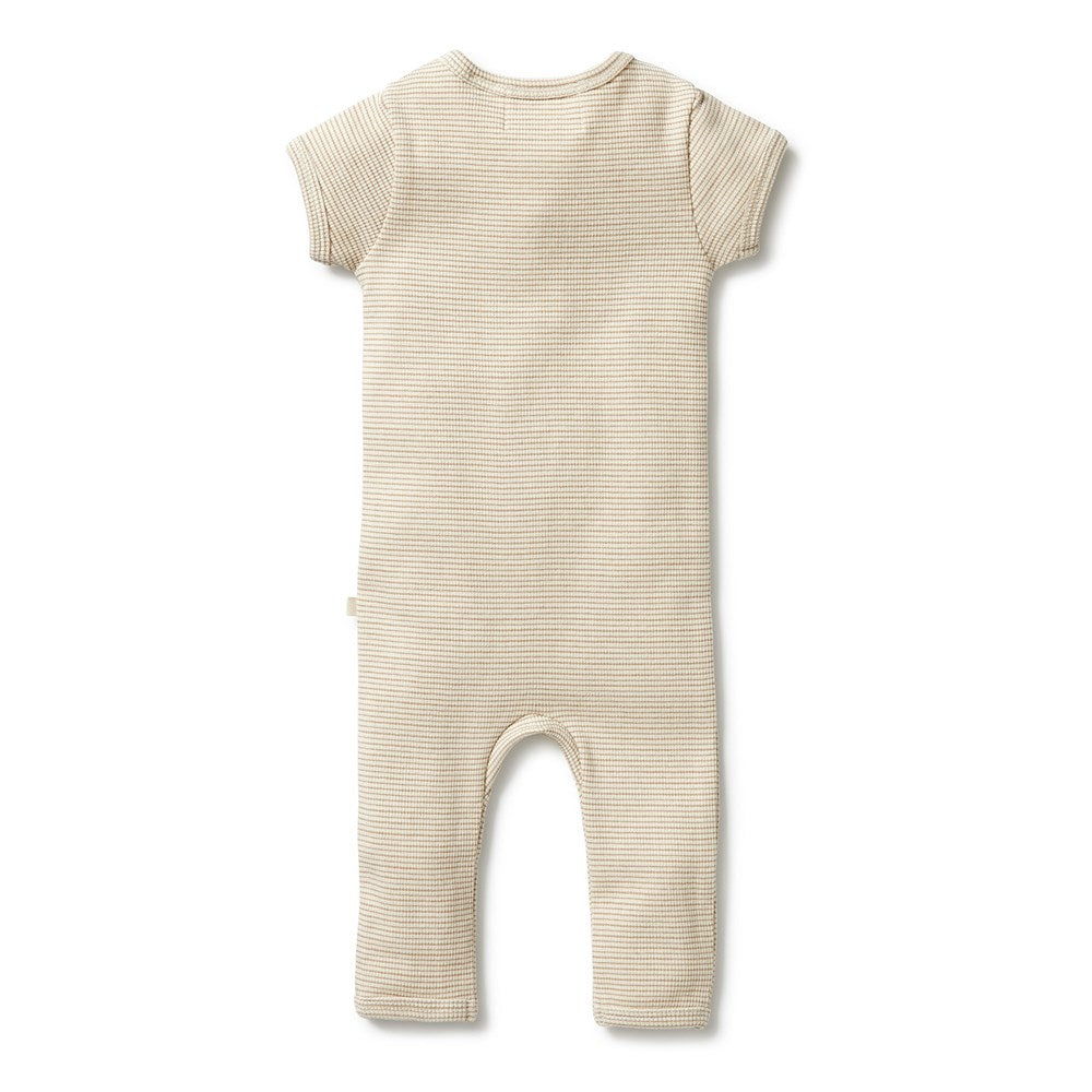 Organic Cotton Striped Rib Zipsuit for Baby - Soft & Comfortable One-Piece Outfit for Newborns, Infants & Toddlers - Perfect for Playtime, Sleepwear & Everyday Wear