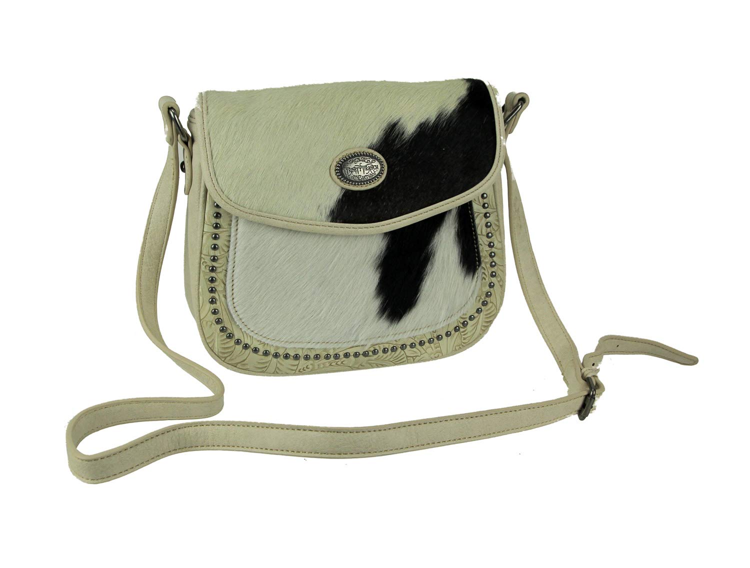 Montana West Trinity Ranch Hair-On Leather Crossbody Saddle Bag for Women - Western Style Tooled Purse with Adjustable Strap, Perfect for Rodeo, Country Music Festivals & Everyday Use