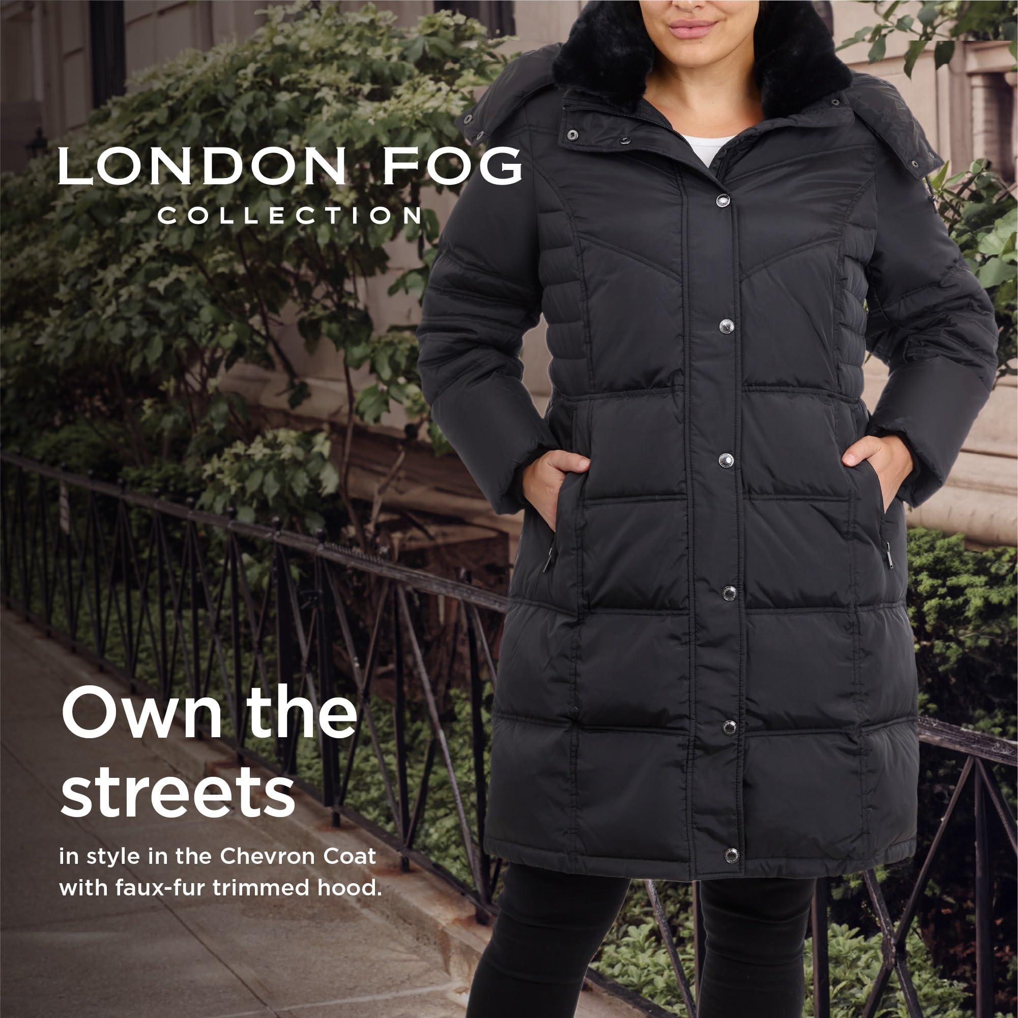 LONDON FOG Women's Plus Size Winter Coat with Faux Fur Hood - Mid Length Puffer Jacket for Cold Weather | Perfect for Snow Days & City Commutes