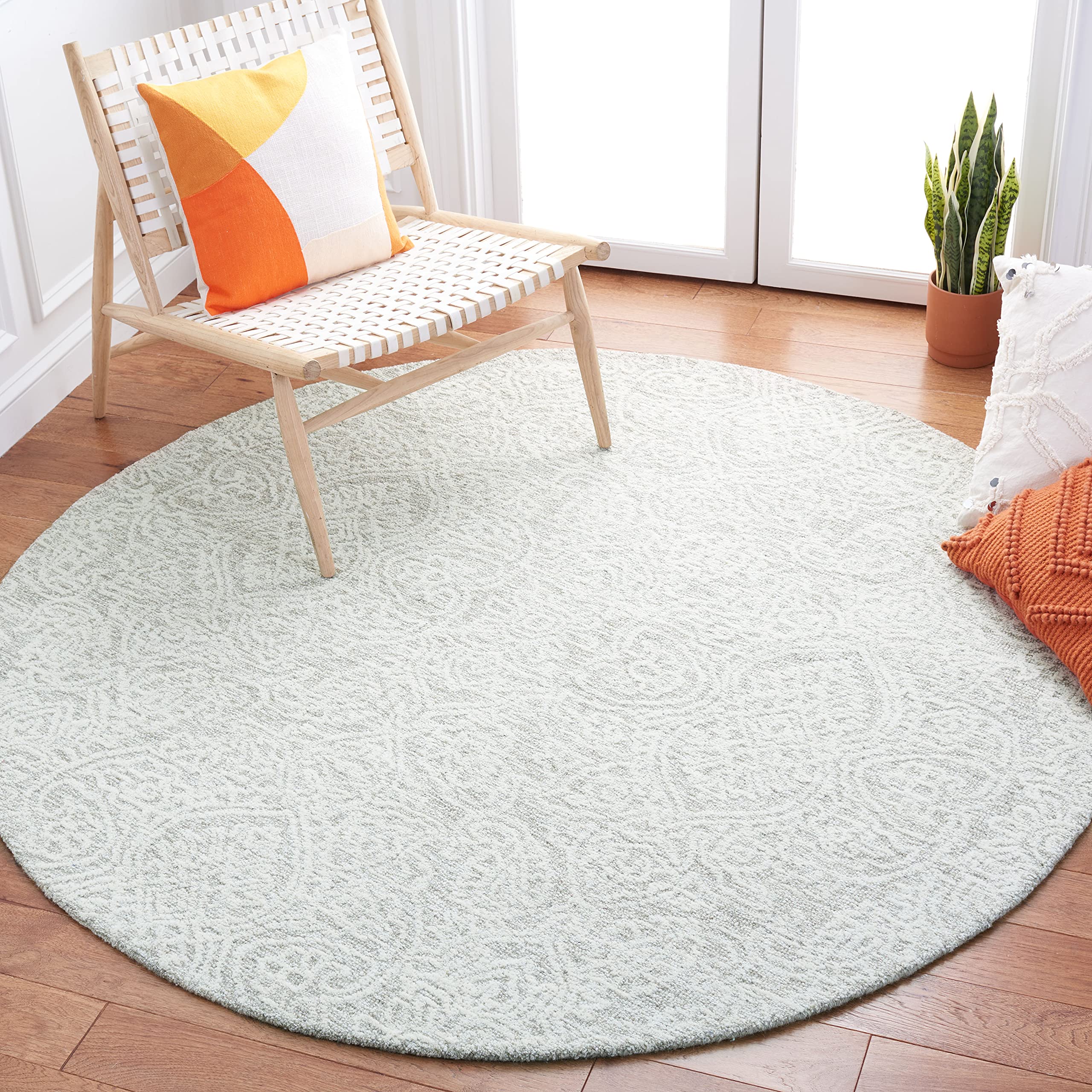 SAFAVIEH Metro Collection 6' Round Natural Ivory Wool Area Rug - Handmade Premium Living Room, Dining Room, Bedroom & Foyer Rug for Home Decor | Soft & Durable Floor Covering