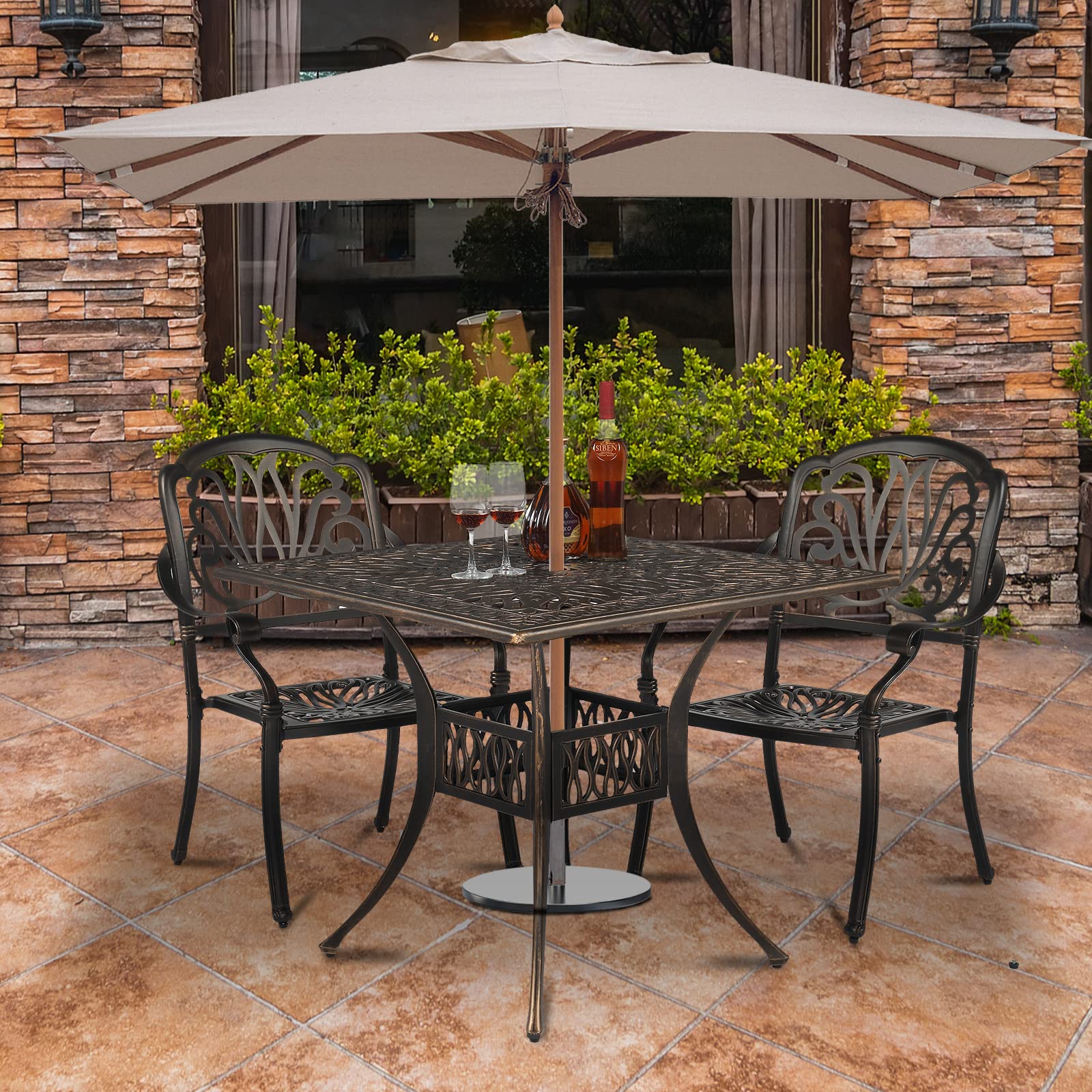 Premium Outdoor Dining Table - Heavy Duty Cast Aluminum Patio Bistro Table for Backyard, Lawn, Balcony & Poolside (90x90x75cm Square) - Perfect for Garden Parties, BBQ Gatherings & Outdoor Entertaining