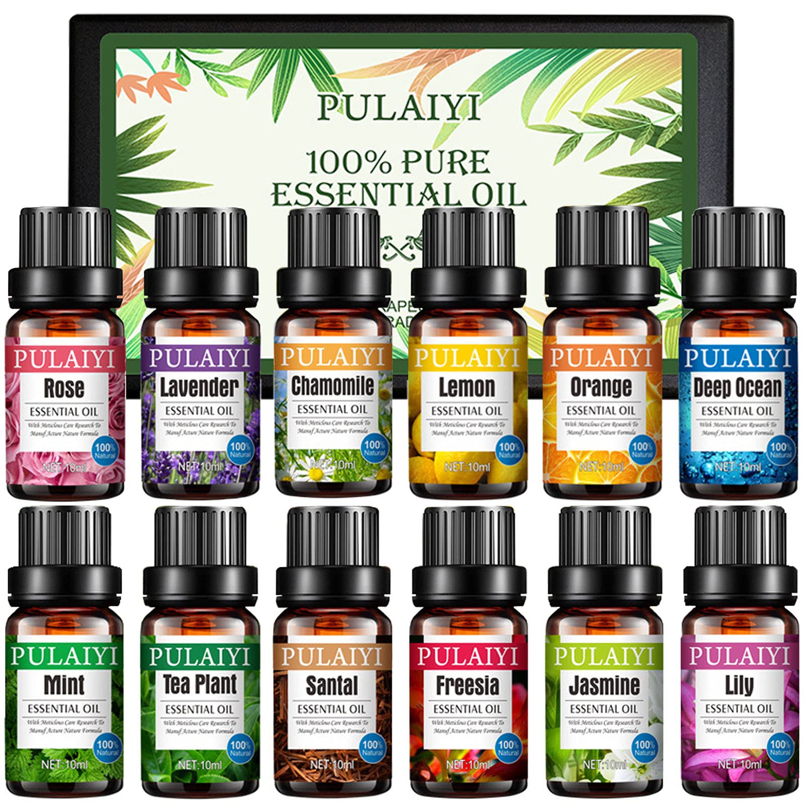 Homkare 10ml Essential Oil Set - 12 Pure Scented Fragrance Oils for Soap Making, Candle Making & Bath Bombs | Aromatherapy, DIY Home Spa & Relaxation Gifts