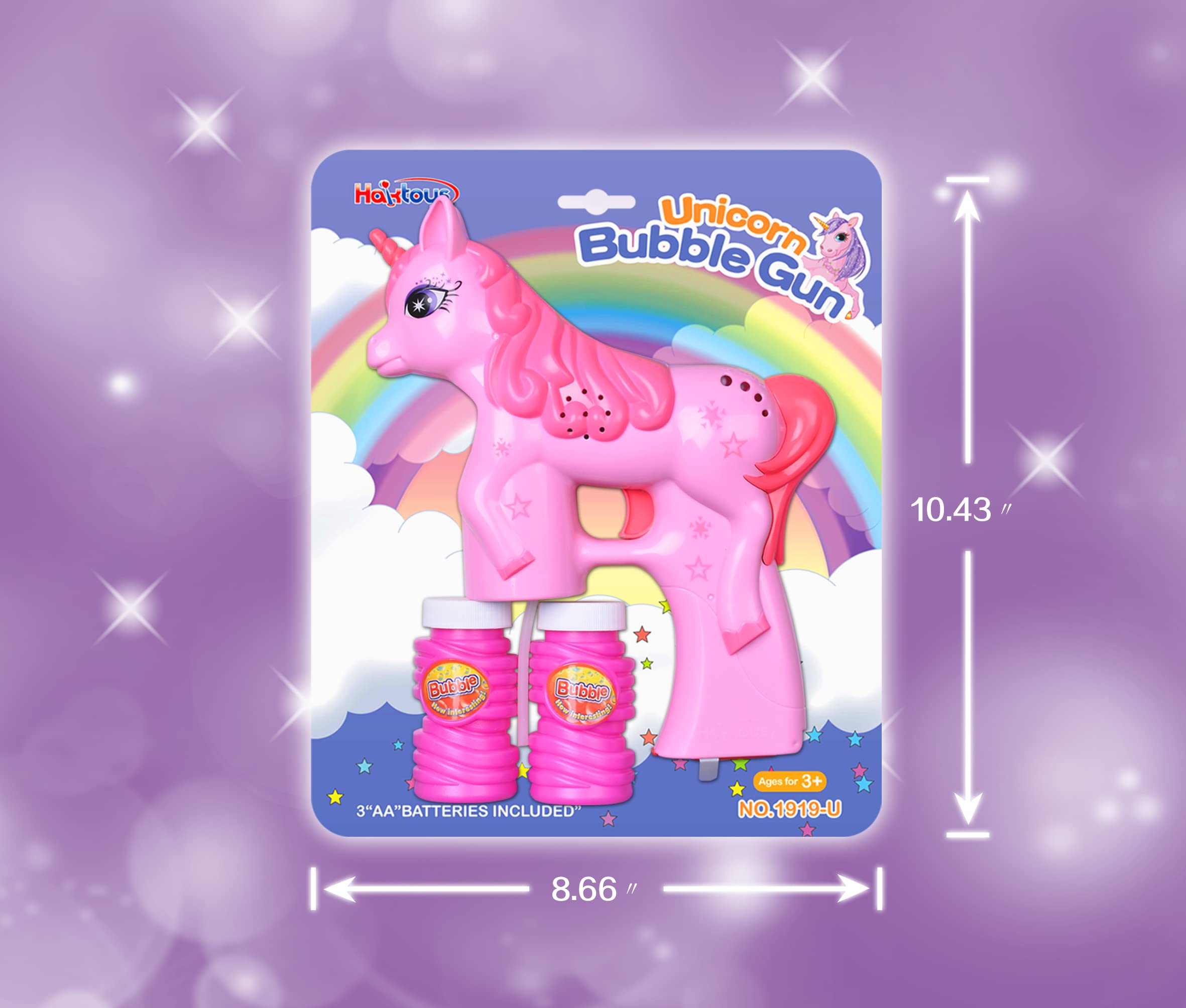 Unicorn Bubble Guns for Kids - 2 Pack Bubble Blower Toys with Refill Bottles & Batteries | Outdoor Bubble Maker for Toddlers, Boys & Girls | Perfect for Birthday Parties, Backyard Play & Summer Fun