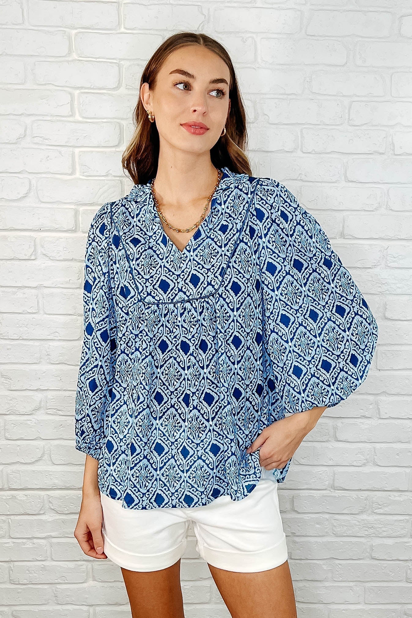 Floral Babydoll Blouse with Heart Design - Romantic Feminine Top for Date Night & Spring Outfits